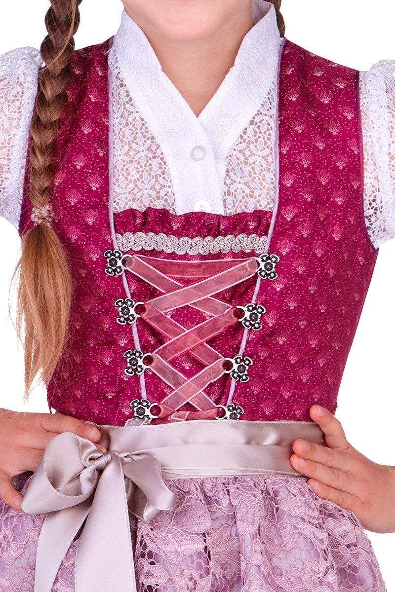 Isar-Trachten Dirndl Kinderdirndl 2tlg. - ALIANA - beere/rosé