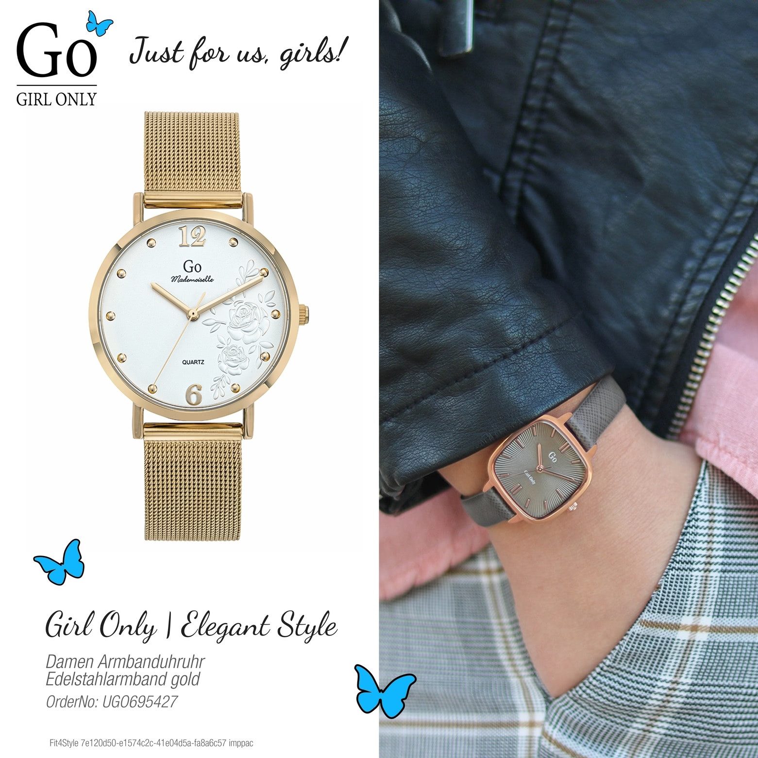 Girl Only Quarzuhr Girl Only Damenuhr Edelstahl gold, (Analoguhr), Damenuhr GO gold, mittel (ca. 34mm) Edelstahlarmband, Elegant-Style