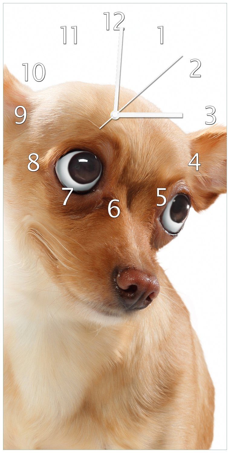 Wallario Wanduhr Lustiger Hund mit fliegenden Ohren (Uhr aus Acryl)