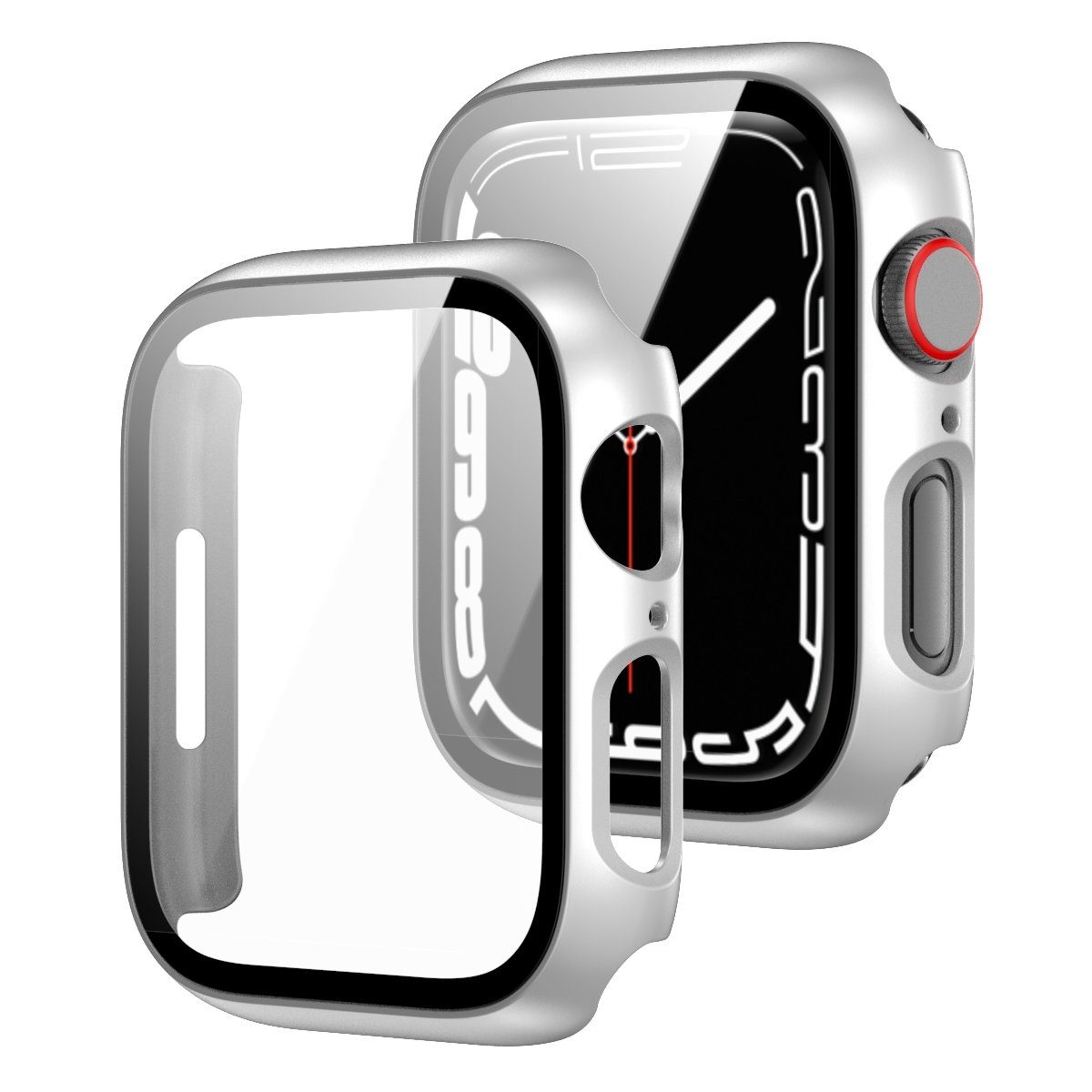 Smartwatch-Hülle Für Apple Watch 9 8 7 41mm 2 in 1 Schock TPU Silikon Hülle + Hart Glas