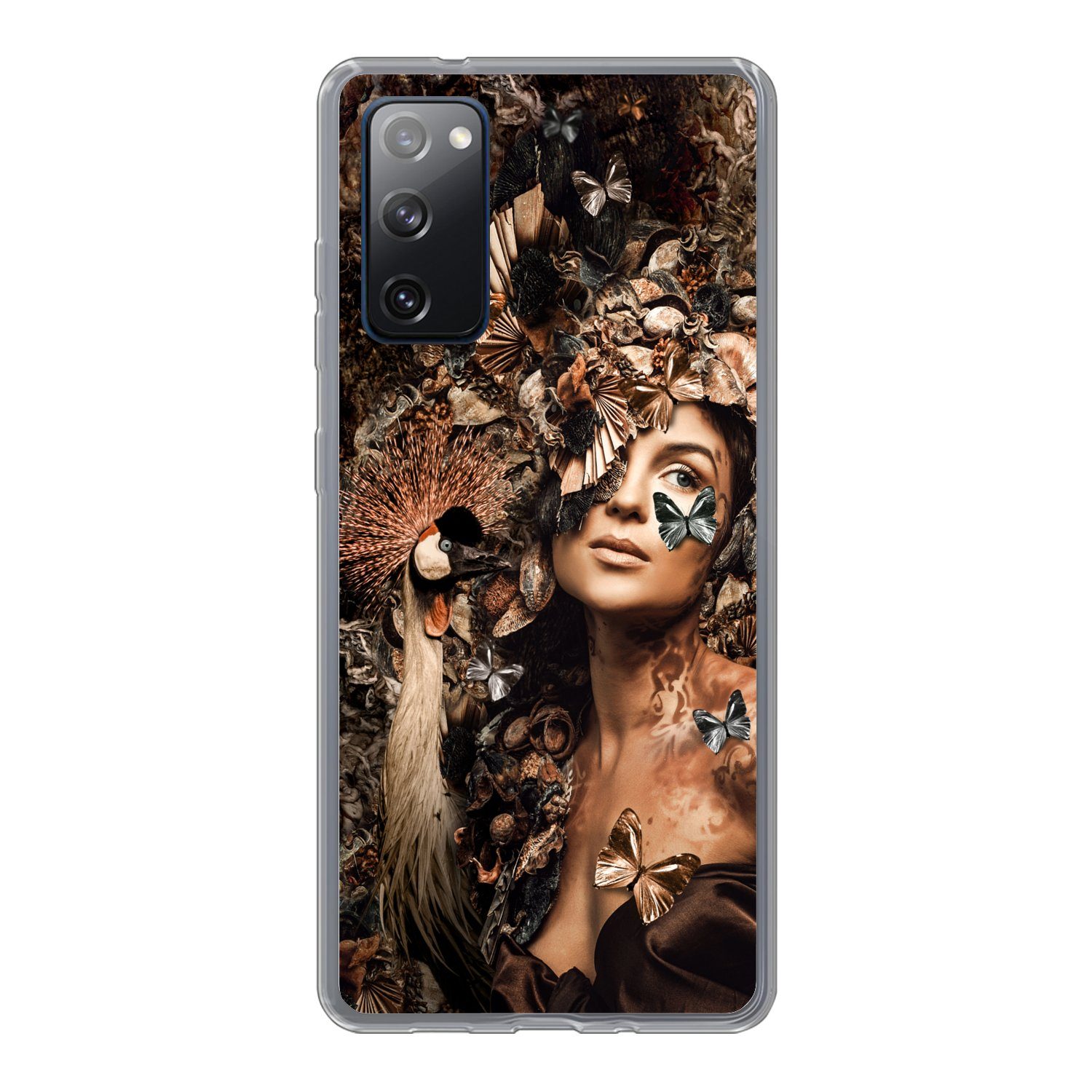 MuchoWow Handyhülle für Samsung Galaxy S20 FE Luxus - Frau - Tiere - Schmetterlinge - Vöge, Phone Case, Silikon, Schutzhülle Dünn