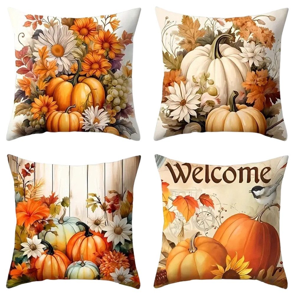 Bomiclss Kissenbezüge kissenbezug Halloween, Herbstkissen, Halloween Kürbis deko,45 x 45 cm, für DekoSofa Home Garten Schlafzimmer Dekokissen
