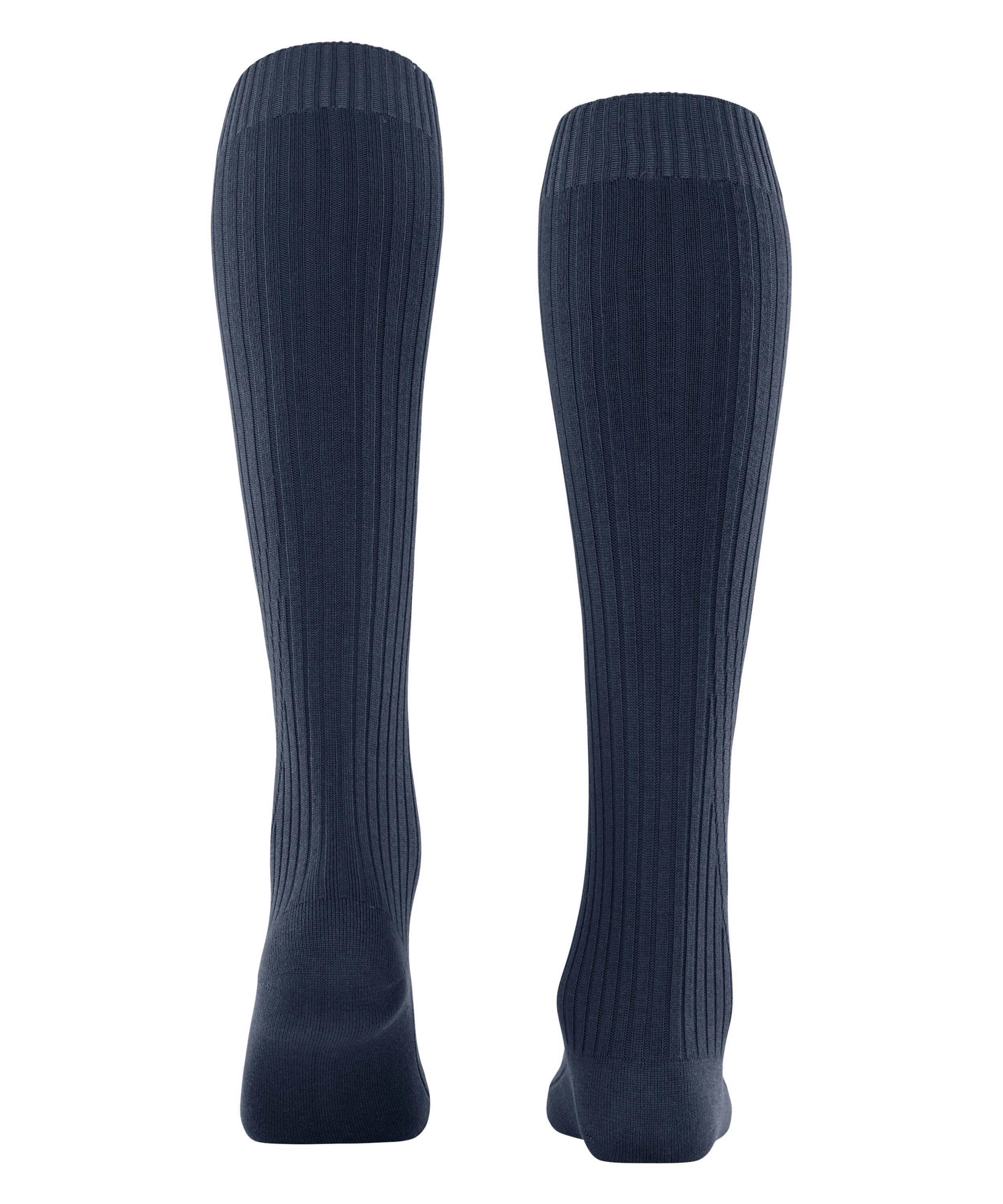 modernem space Knit klassische mit FALKE (1-Paar) Cross Kniestrümpfe Rippstruktur (6116) blue Strickmuster