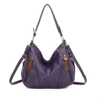 ITALYSHOP24 Schultertasche Damen Tasche Shopper Hobo-Bag Crossbody CrossOver, als Handtasche, Umhängetasche, Shopper tragbar