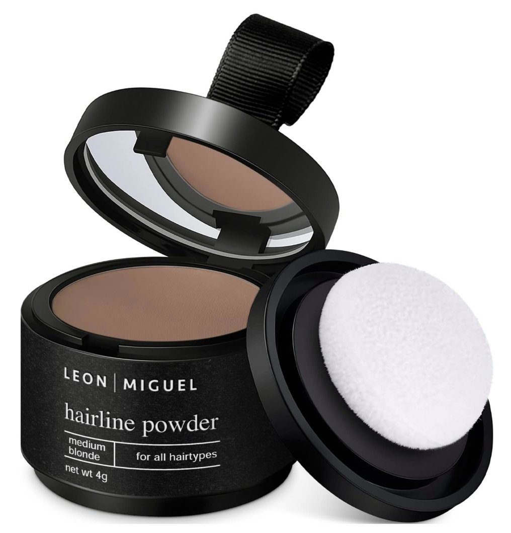 zum Ansatz Haaransatz-Farbpuder Concealer Haar kaschieren Mittelblond Miguel Ohne Powder 4g, Hairline - - Leon Rückstände