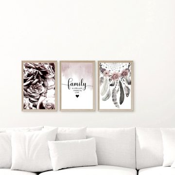homestyle-accessoires Poster Bilderset LOVE MAKES A HOUSE A HOME 3er SET Bilder Prints, Ohne Bilderrahmen