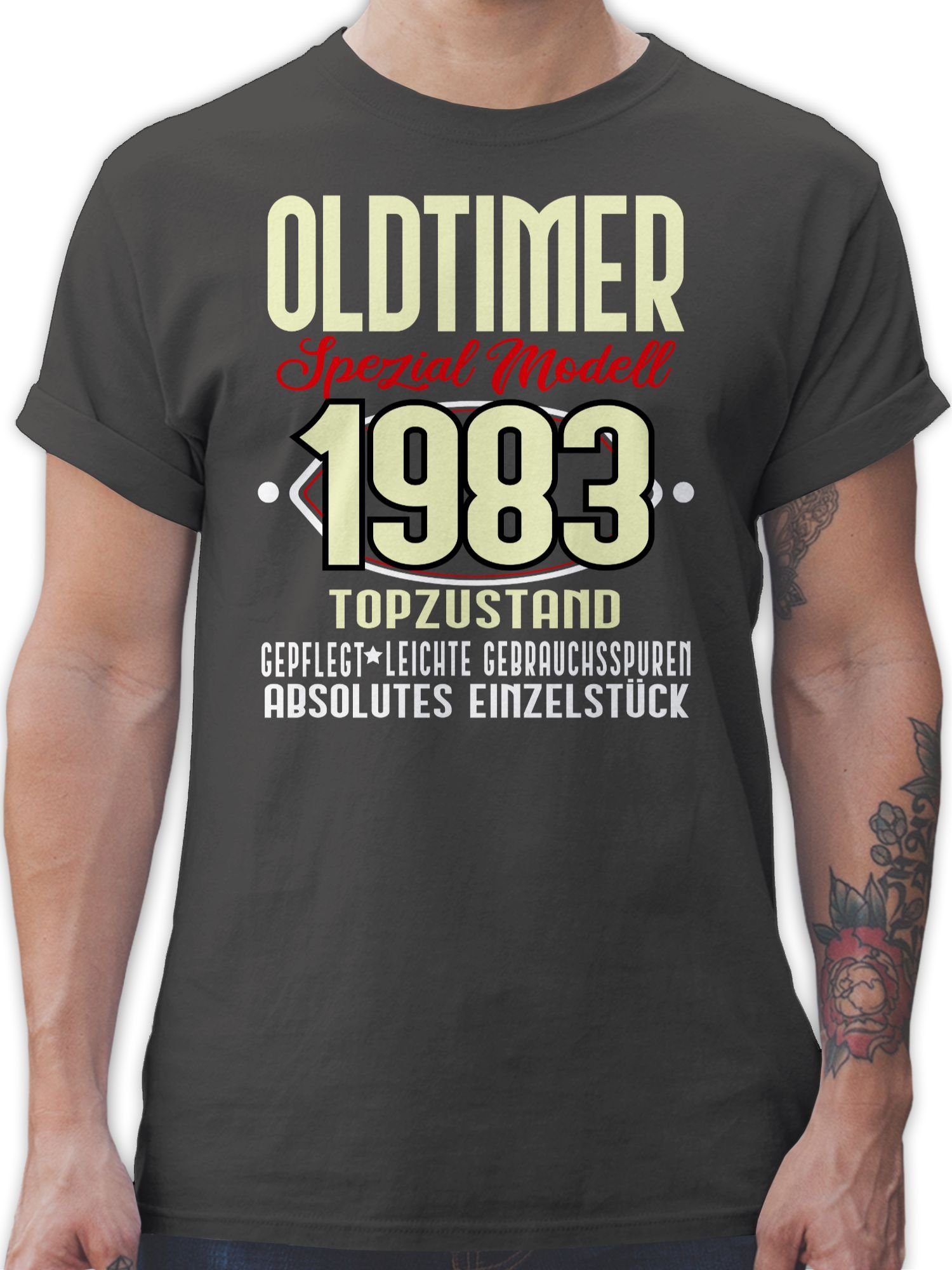 Shirtracer T-Shirt Oldtimer Spezial Modell 1983 Vierzigster 40. Geburtstag 3 Dunkelgrau