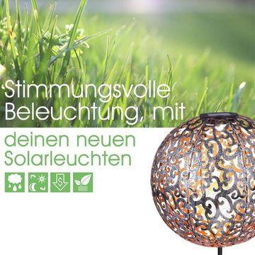 bmf-versand LED Solarleuchte Solarleuchte Garten Solarlampe 2er Set Außen Kugel 28 cm LED, Solarkugel, mit Schalter, LED fest integriert, Warmweiß, Gartenbeleuchtung, Außenbeleuchtung, Dekoleuchte, Dekolampe