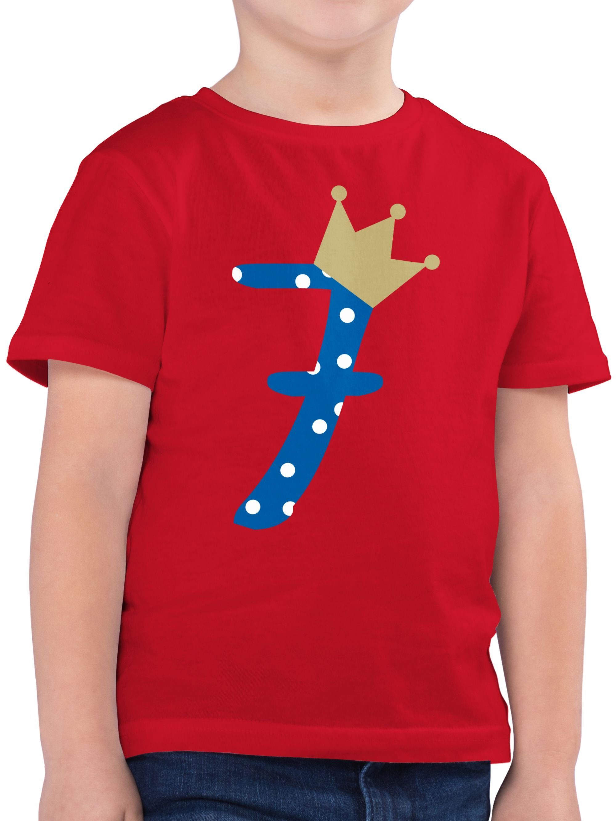 Geburtstag Krone 3 T-Shirt Shirtracer Rot Junge Sieben 7. Siebter