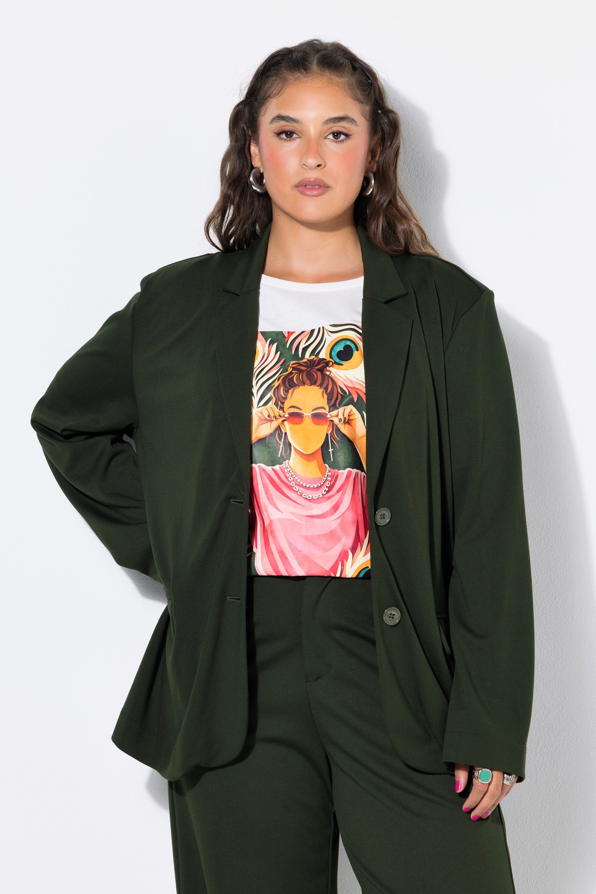 Studio Untold Blusenblazer Puntoblazer oversized Punto-di-Roma Jersey