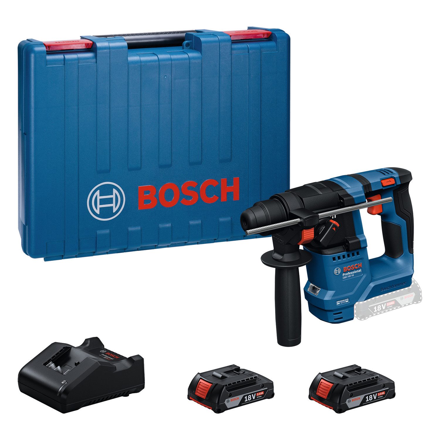 Bosch Professional Akku-Bohrhammer GBH 18V-18, (Set), inkl. 2 Akkus und Ladegerät