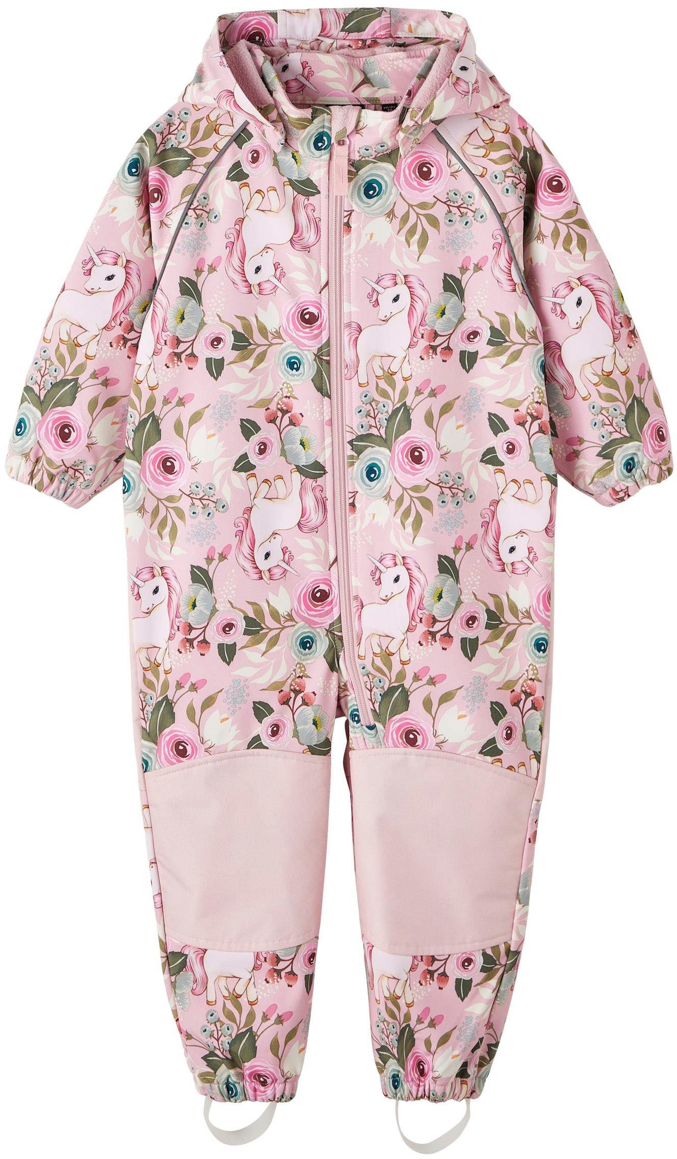 Name It Softshelloverall NMFALFA SUIT FLORAL 2FO NOOS pink nectar