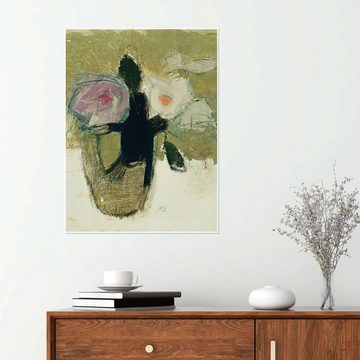 Posterlounge Poster Helene Schjerfbeck, Rote Rosen in Vase, Wohnzimmer Modern Malerei