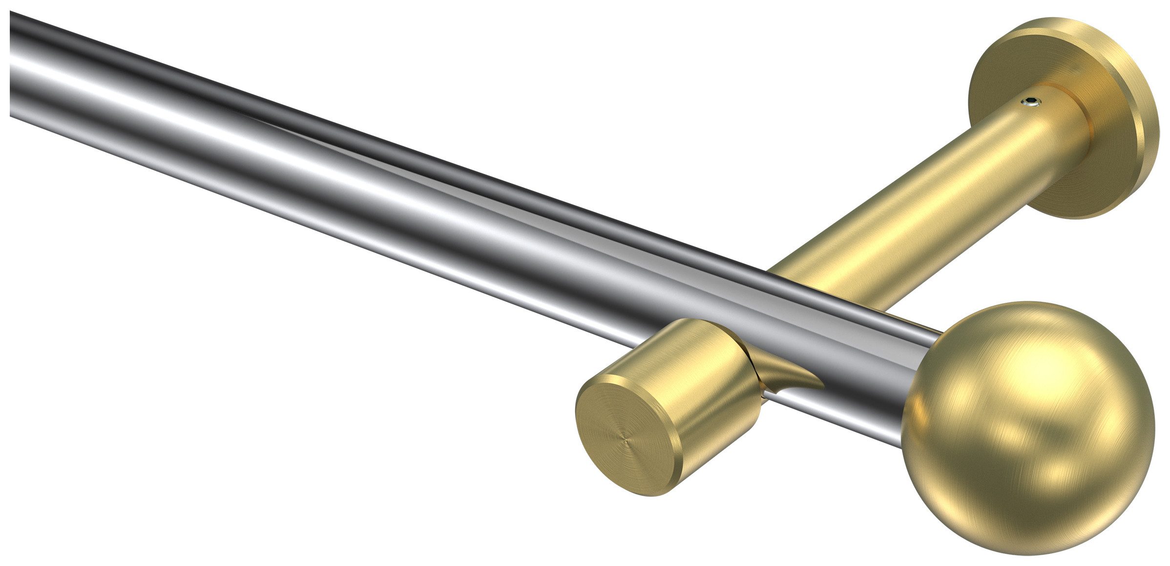 INTERDECO Gardinenstange Prestige Luino, Ø 20 mm, 1-läufig, Fixmaß, kürzbar, Wandmontage, Deckenmontage, Metall, Chrom / Messing-Optik / Bicolor