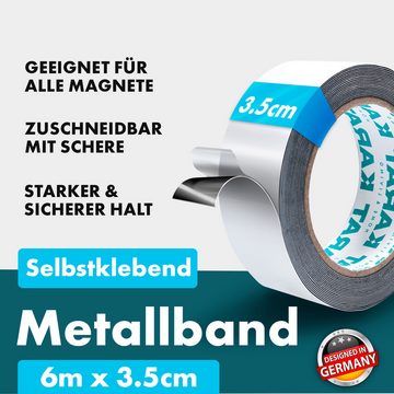 Karat Magnet Metallband, Selbstklebend, Geeignet für alle Magnete, Weiß, 6 m x 3,5 cm