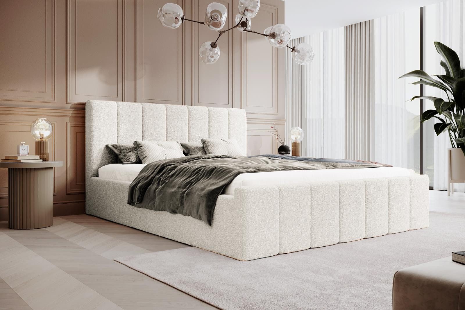 Compleo Polsterbett Boucle FLAV Stauraumbett, Doppelbett, günstig online kaufen