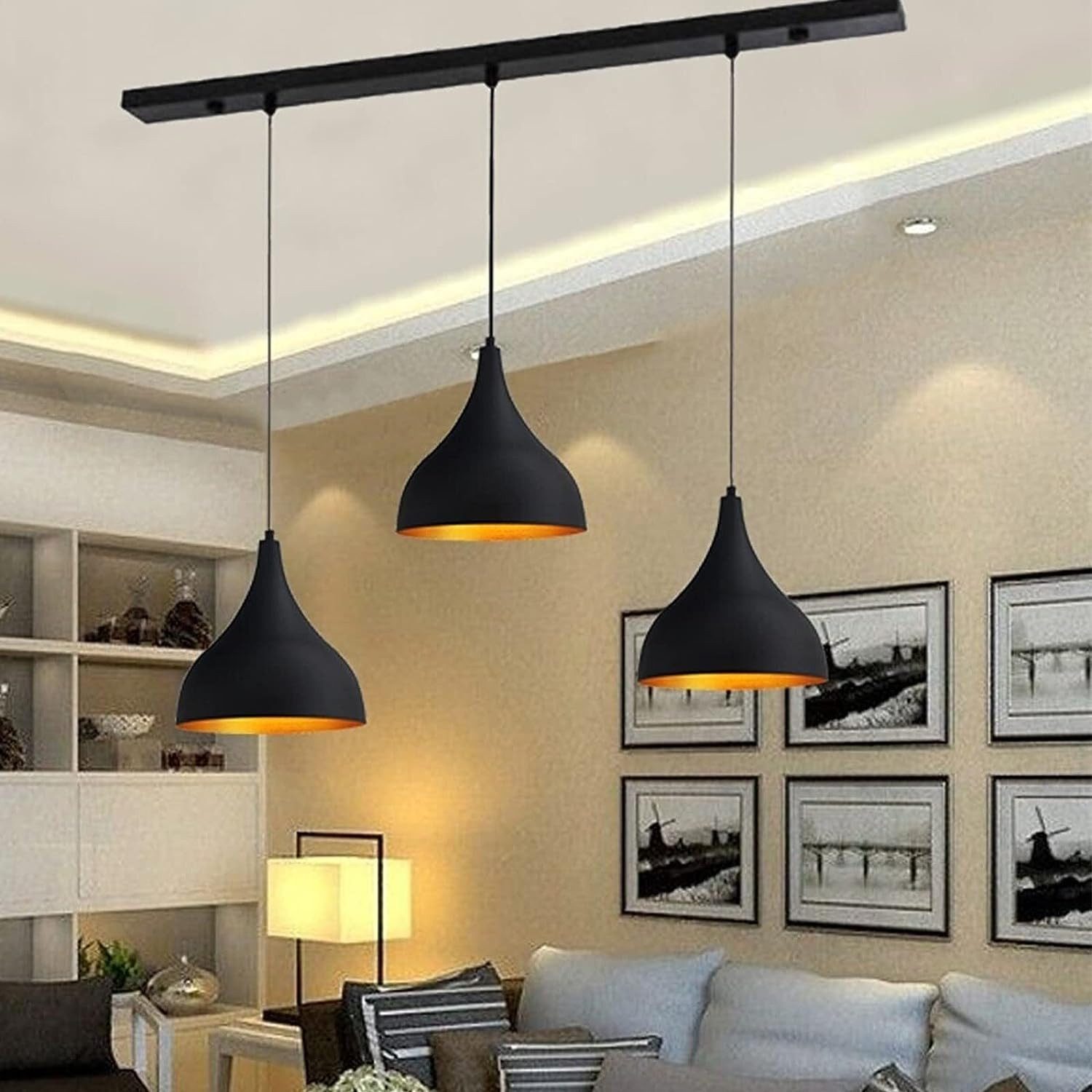 Bamyum Pendelleuchte Bamyum Pendelleuchte Schwarz, Adash, 3 Flammige Metall günstig online kaufen