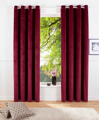 Vorhang Velvet Uni, my home, Ösen (2 St), blickdicht, Polyester, Samt, 2-er Set, Vorhang, edel, einfarbig