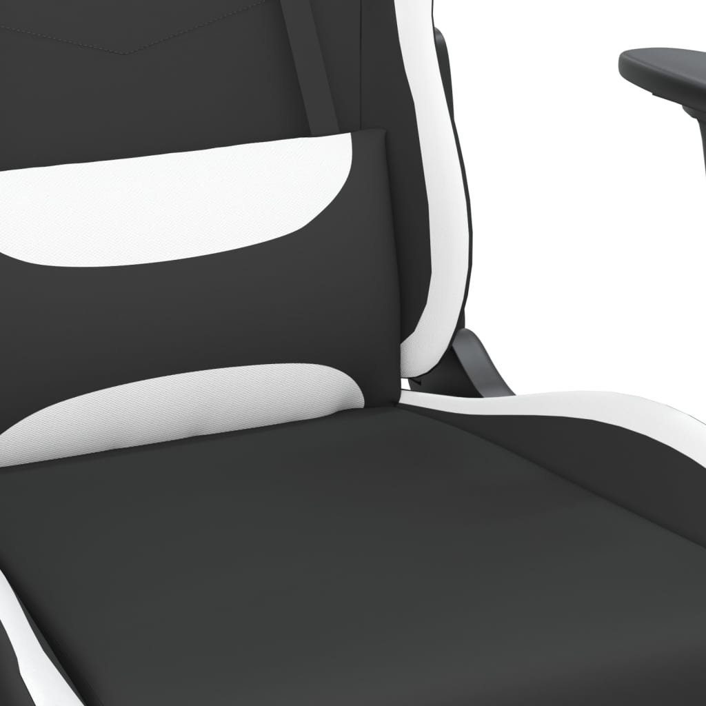furnicato Gaming-Stuhl mit Fußstütze Schwarz (1 Stoff Weiß und St)
