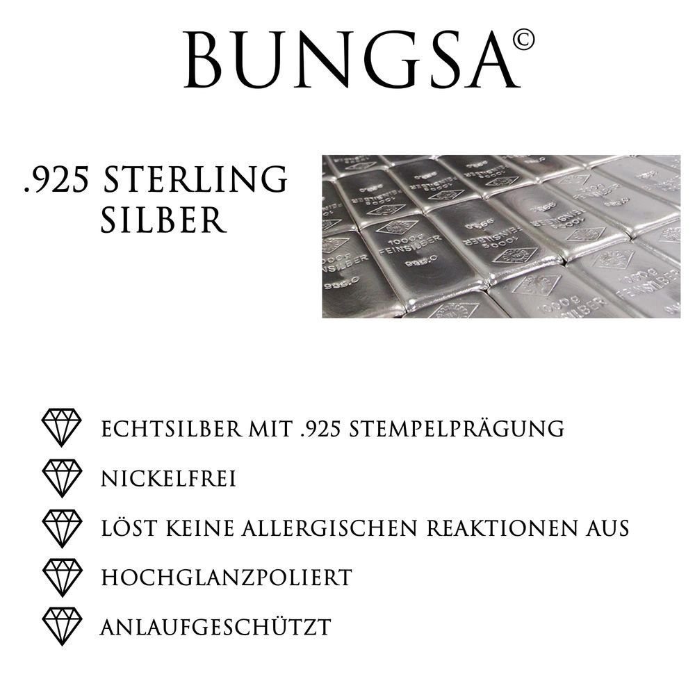 Ohrstecker Silber aus BUNGSA (2 925 mit Kristallen Organza), Paar Herz Stück), Damen inkl. (1 Schmuckbeutel 84 Ohrringe Ohrschmuck 2-tlg., Ohrstecker-Set