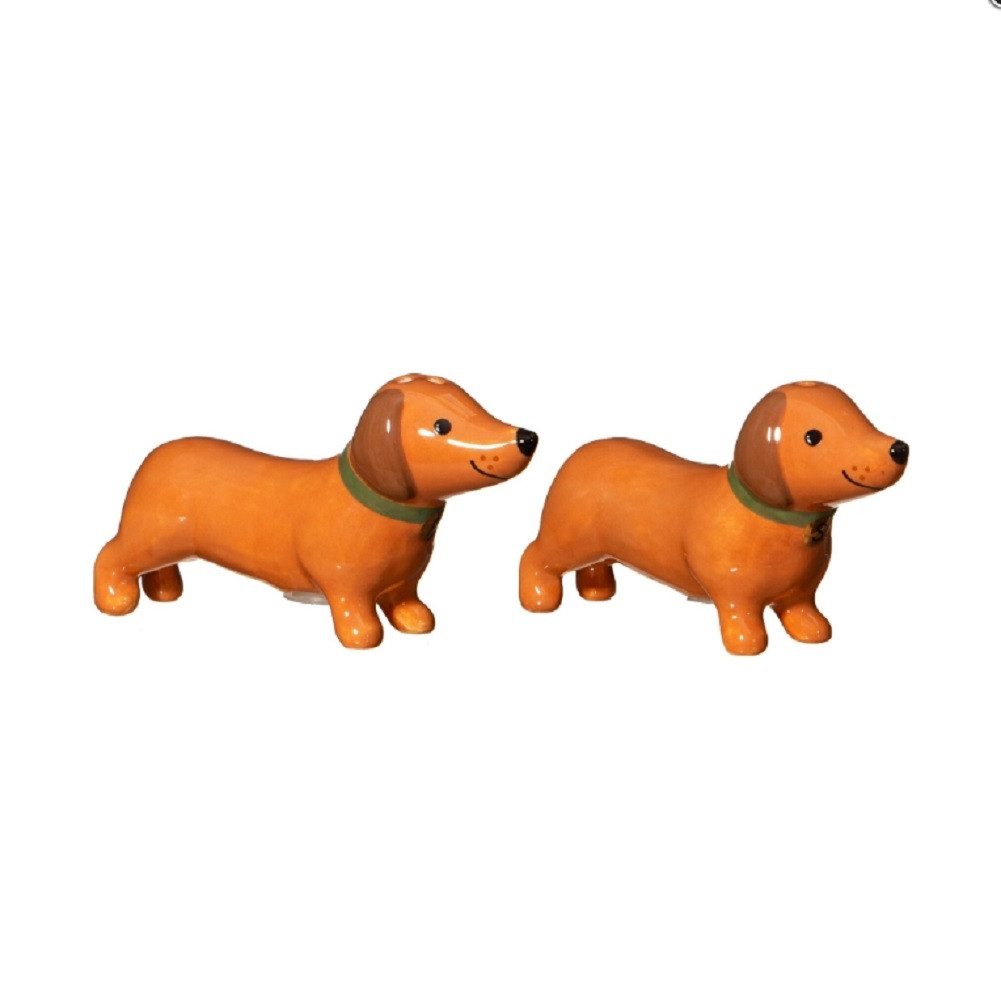 Sass & Belle Salz- / Pfefferstreuer Dackel, (Keramik, 2-tlg), Dachshund Sausage Dog Braun