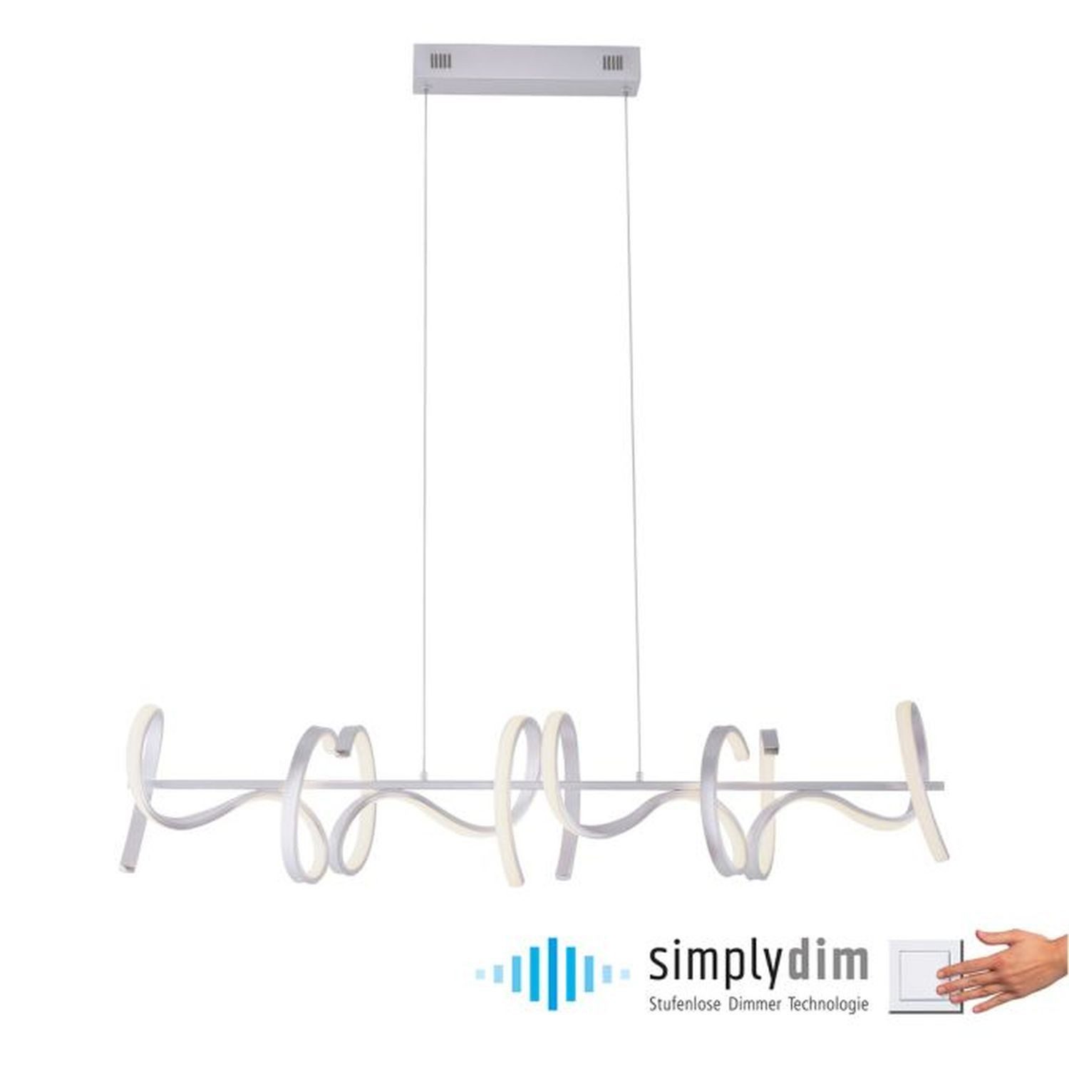 Licht-Erlebnisse Pendelleuchte TIRWIN, LED fest integriert, Warmweiß, LED Metall H: max. 135 cm in Silber länglich warmweiß 3000 K 1330 lm