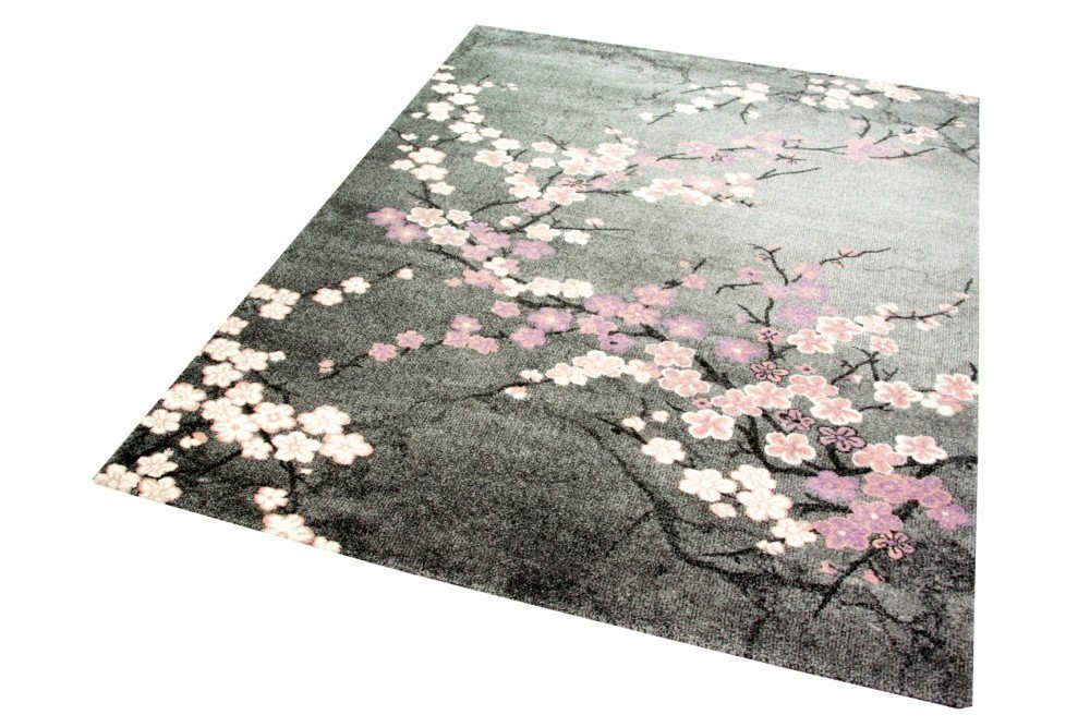 Carpetia Teppich Teppich modern Wohnzimmerteppich Blumen rosa grau, rechtec günstig online kaufen
