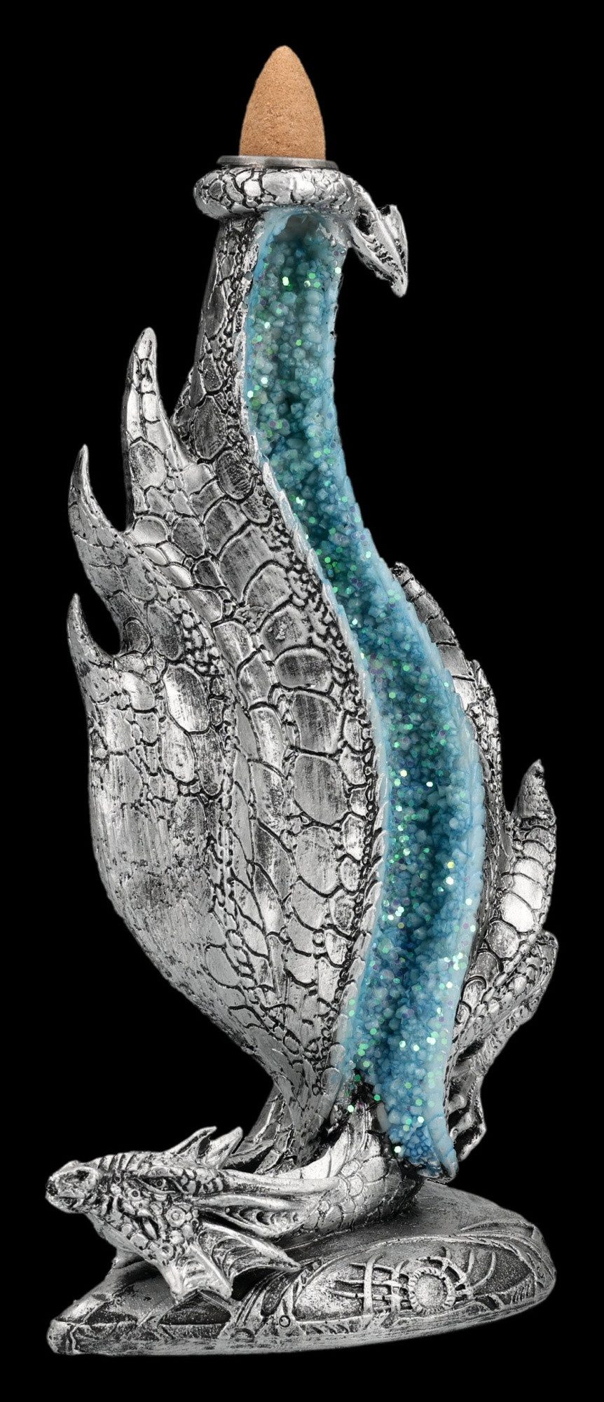 Figuren Shop GmbH Räuchermännchen Backflow Drache – Räucherhalter Figur mystische Deko 20 cm Dekoration