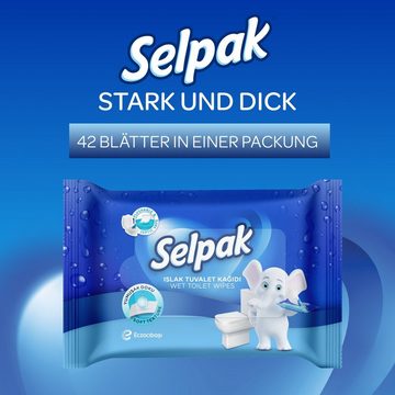 SELPAK feuchtes Toilettenpapier Plastikfrei 100% Reine Zellulose, 24 Packungen mit je 42 Tüchern, 1008-tlg.