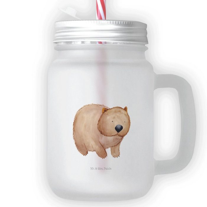 Mr. & Mrs. Panda Glas Wombat - Transparent - Geschenk Henkelglas lustige Sprüche Tiere Premium Glas