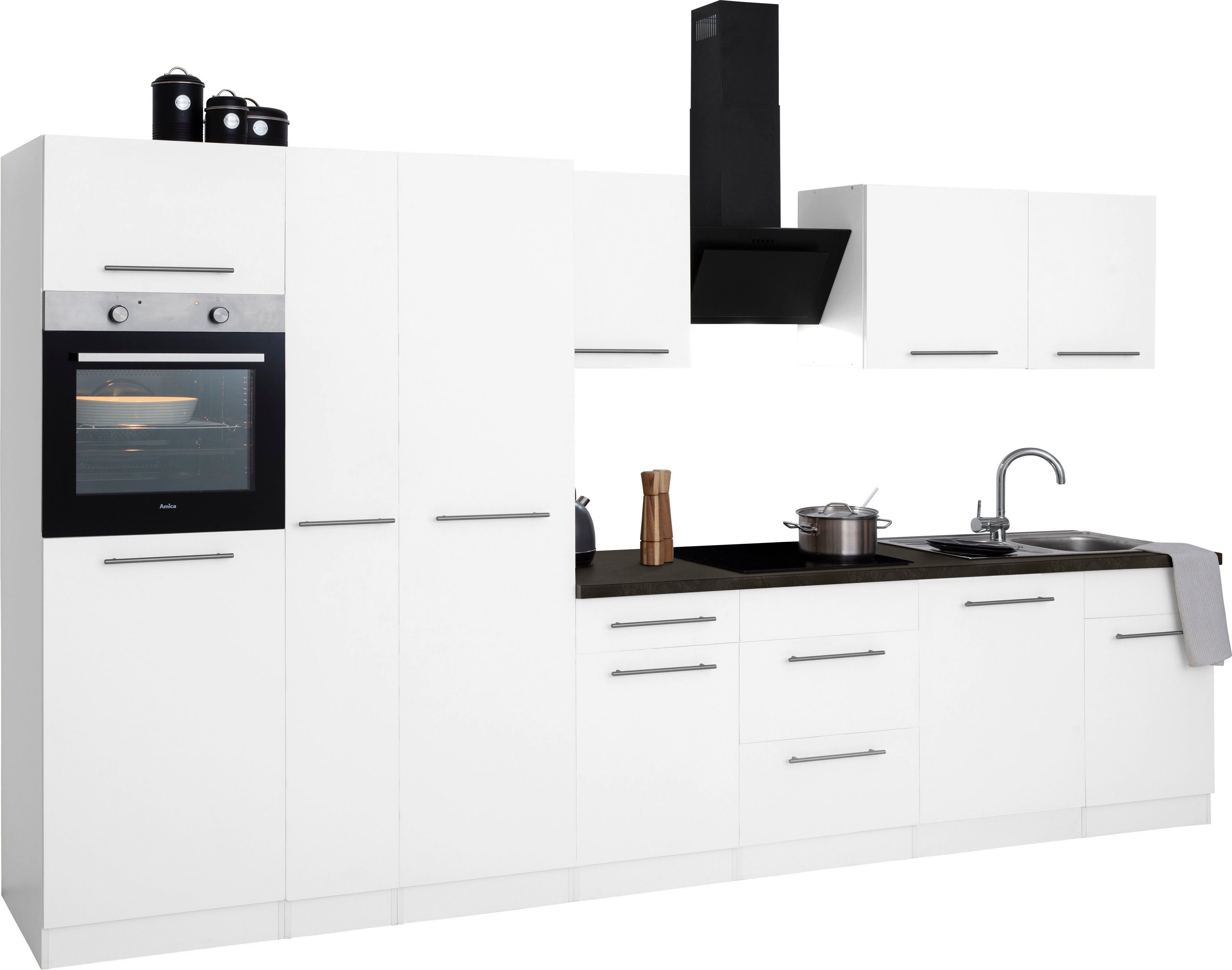 wiho Küchen Küchenzeile Unna, ohne E-Geräte, Breite 360 cm, Mit 38 mm  starker Arbeitsplatte