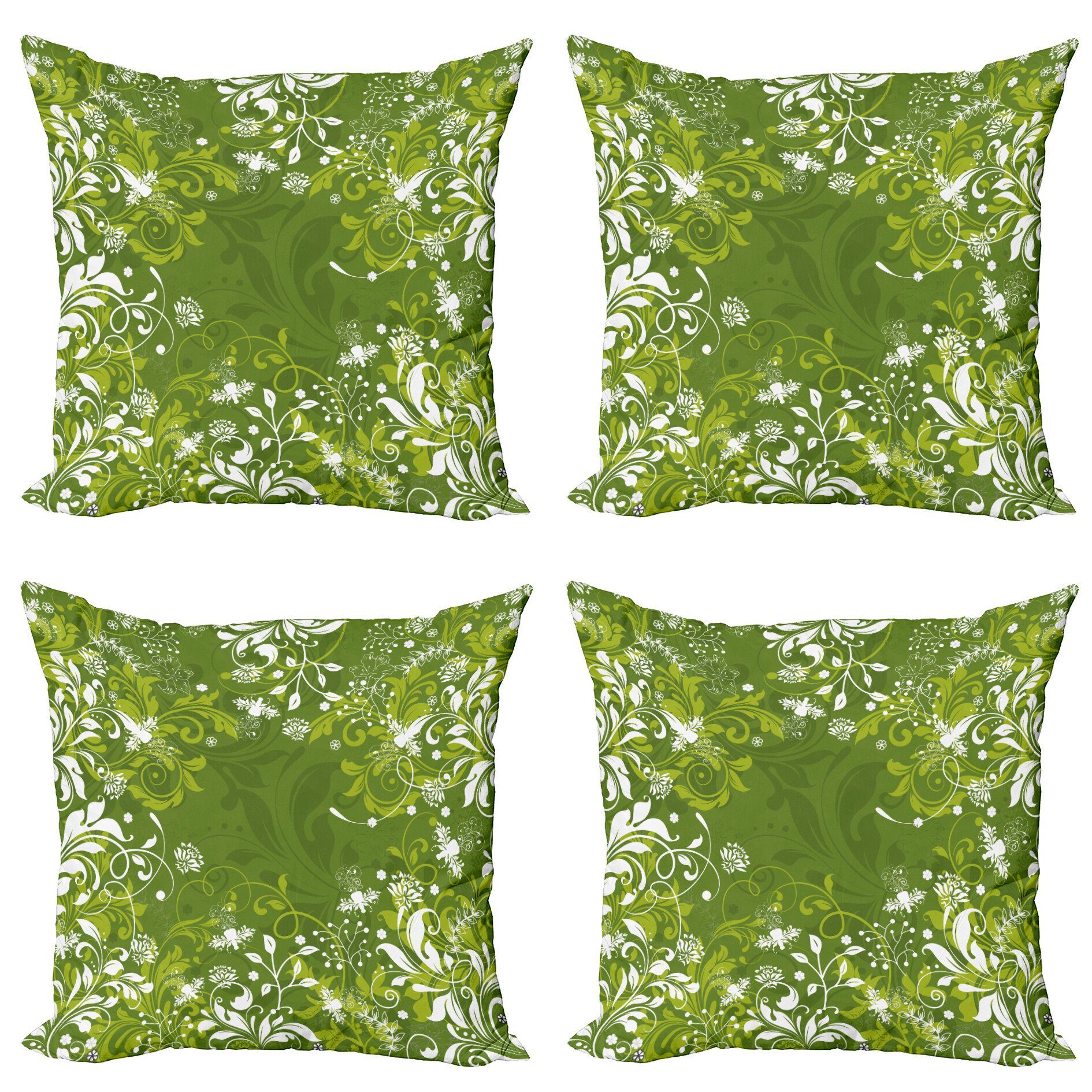 Kissenbezüge Modern Accent Doppelseitiger Digitaldruck, Abakuhaus (4 Stück), Grün Abstract Floral Natur