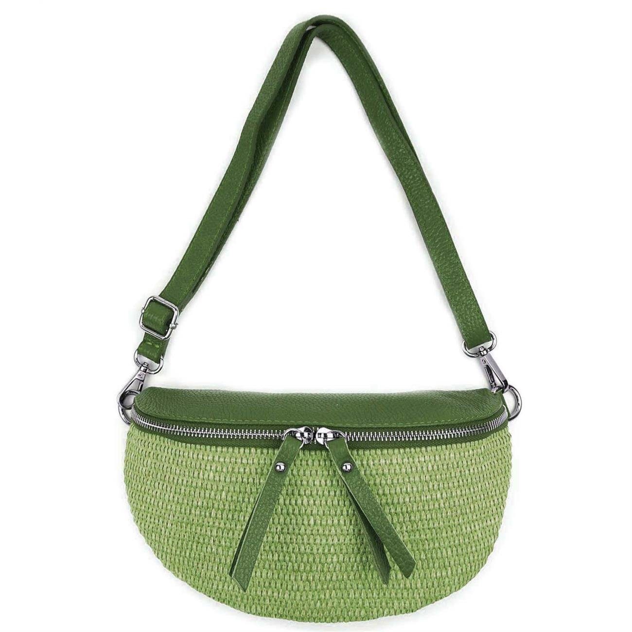 Bauchtasche Damen Basttasche Schultertasche CrossBody CrossOver Umhängetasche