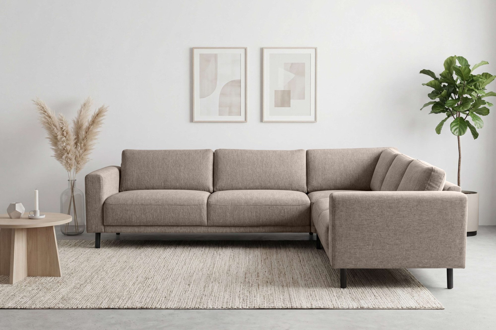OTTO home Ecksofa Sveeva, L-Form, B.288 cm, schwarze Metallfüße, langlebiger Webstoff, mit Wellenunterfederung, viele Farben