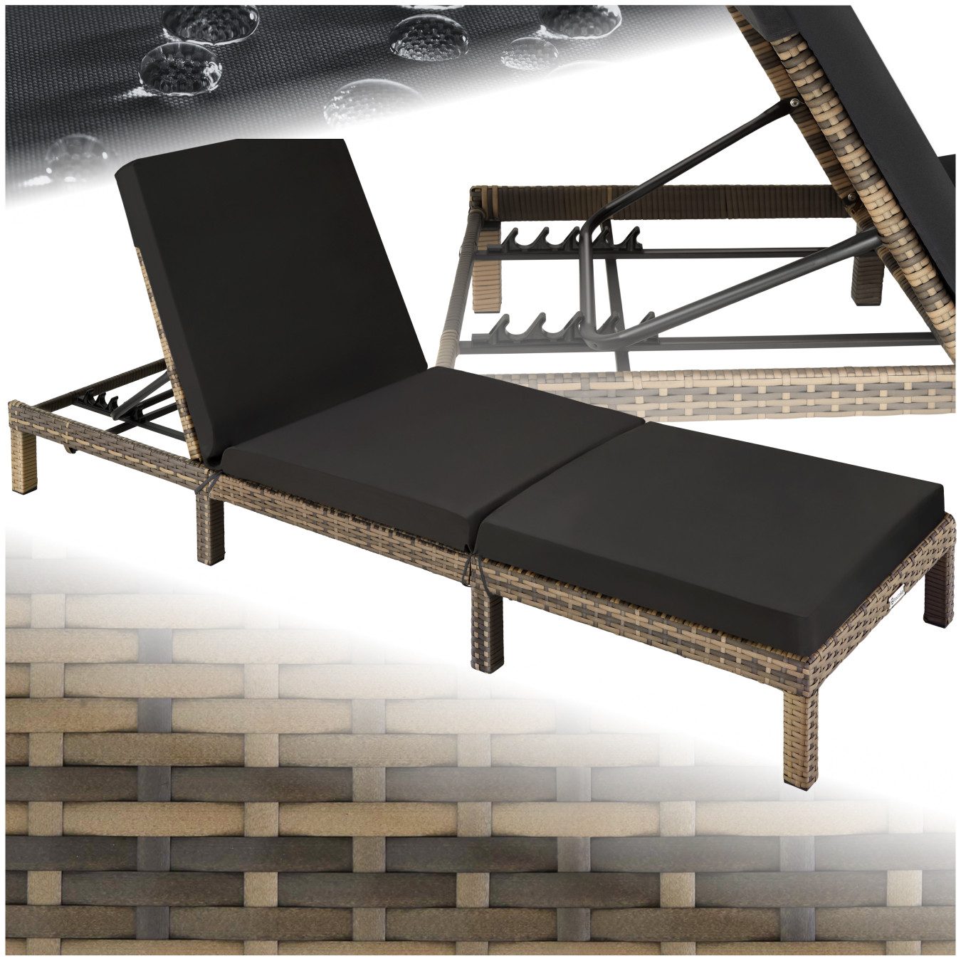 tectake Gartenliege Rattan Sonnenliege, 1 St., günstig online kaufen