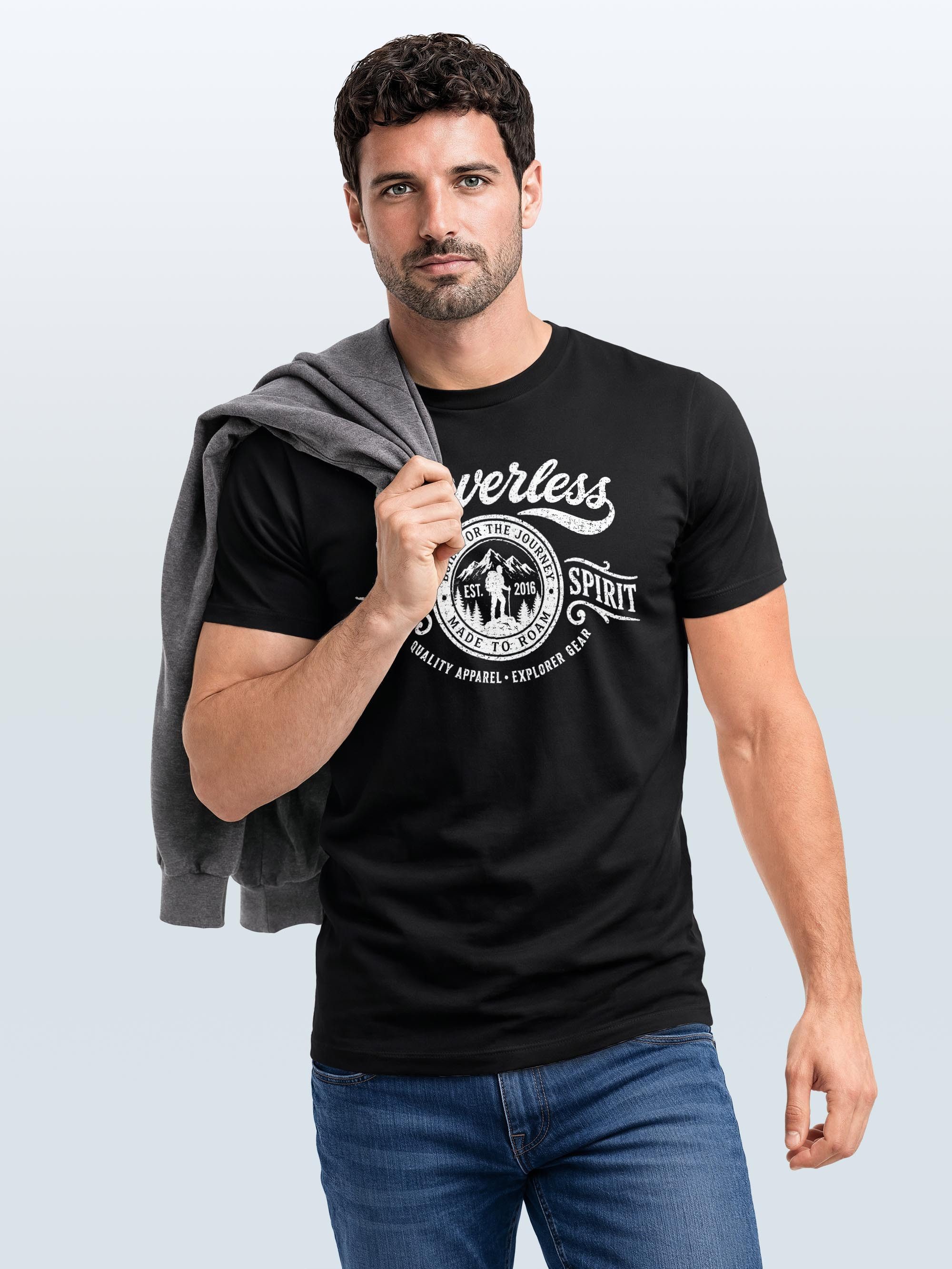 Neverless Print-Shirt Herren T-Shirt Frontprint - Wild Spirit - Baumwollshirt Männer mit Print – Bild 5 von 5