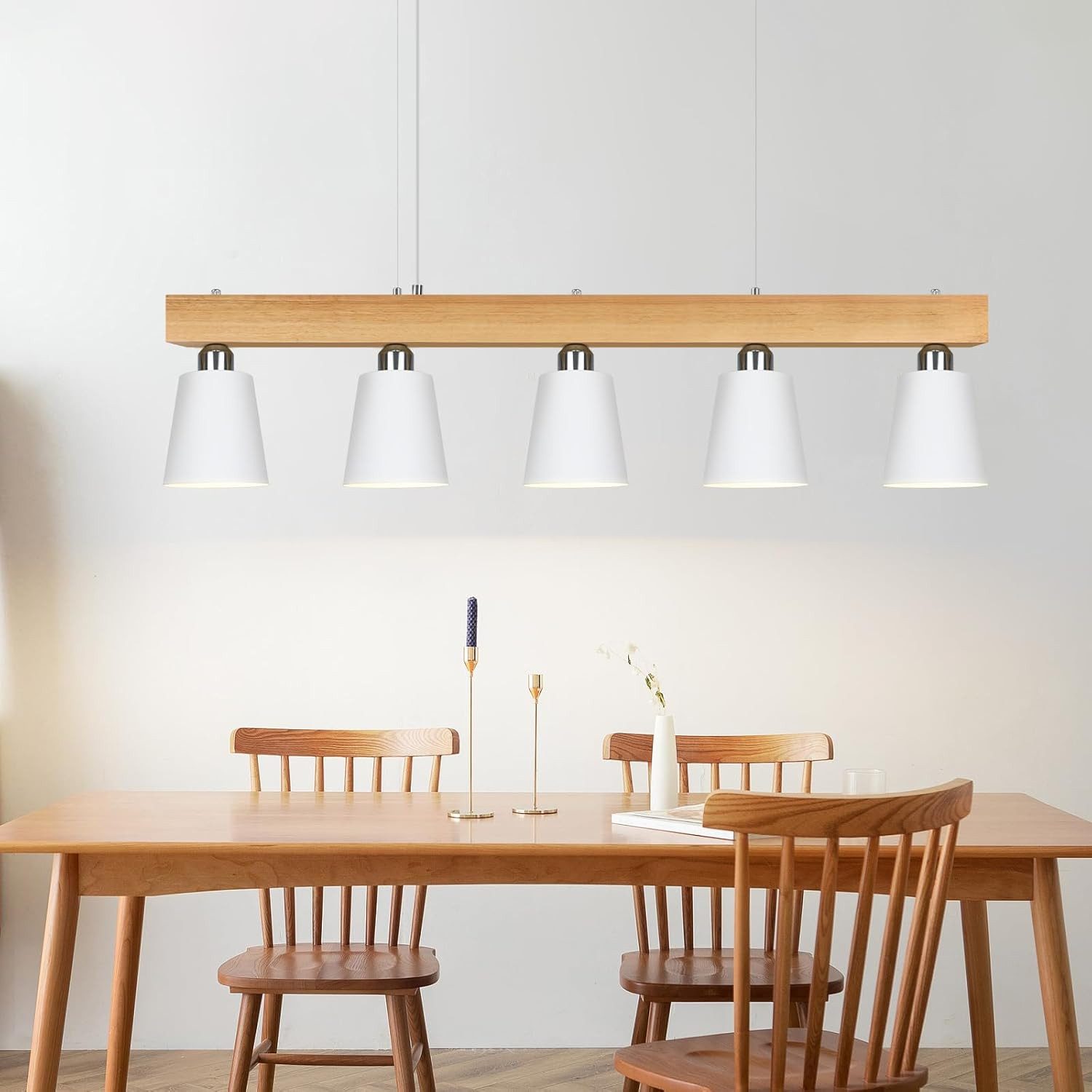 Pendelleuchte Vintage Retro Esstisch 5-Flammig Holz Metall E27 Esstisch