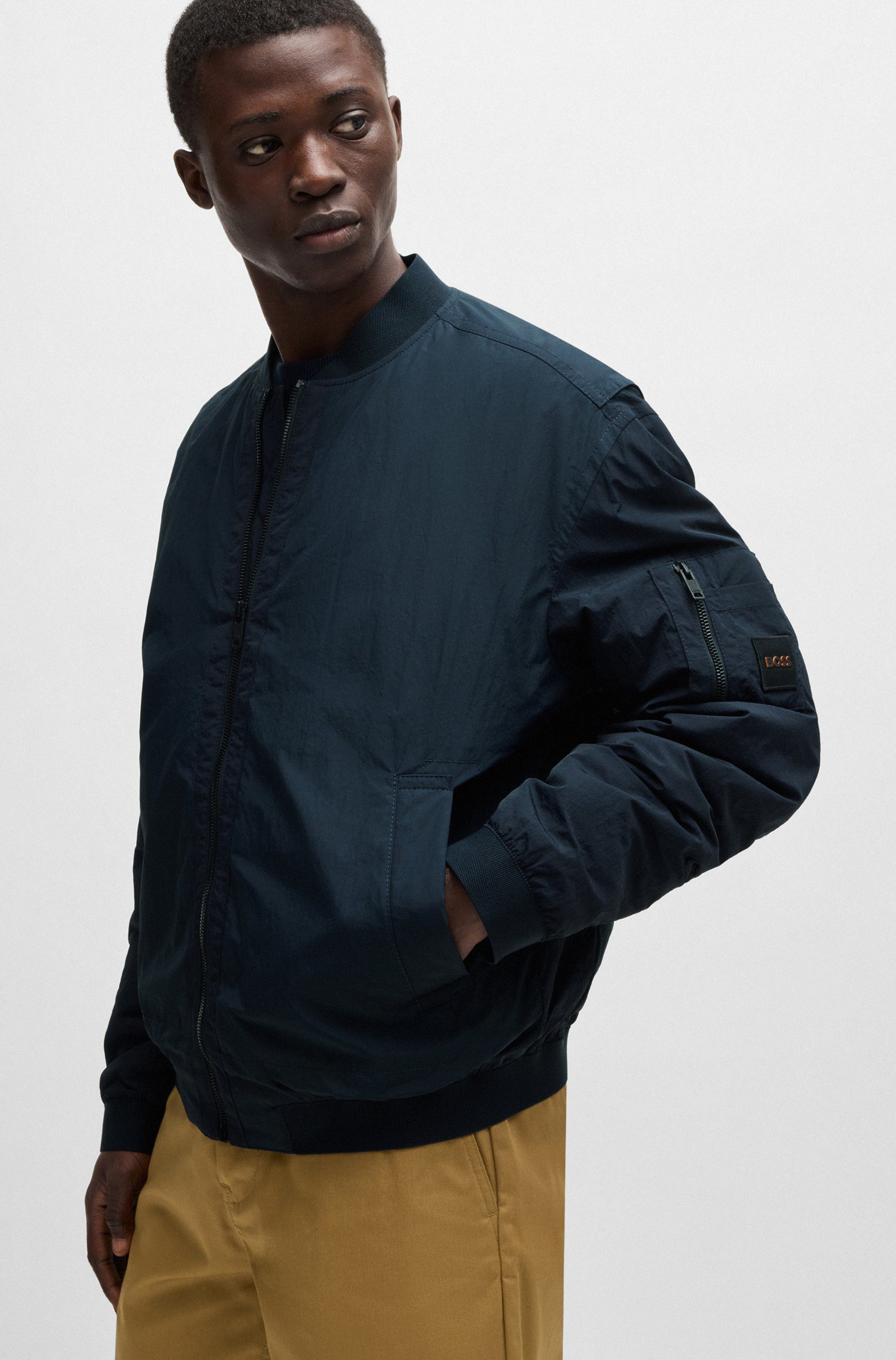 BOSS ORANGE Blouson Olmec mit Flachstrickkragen günstig online kaufen