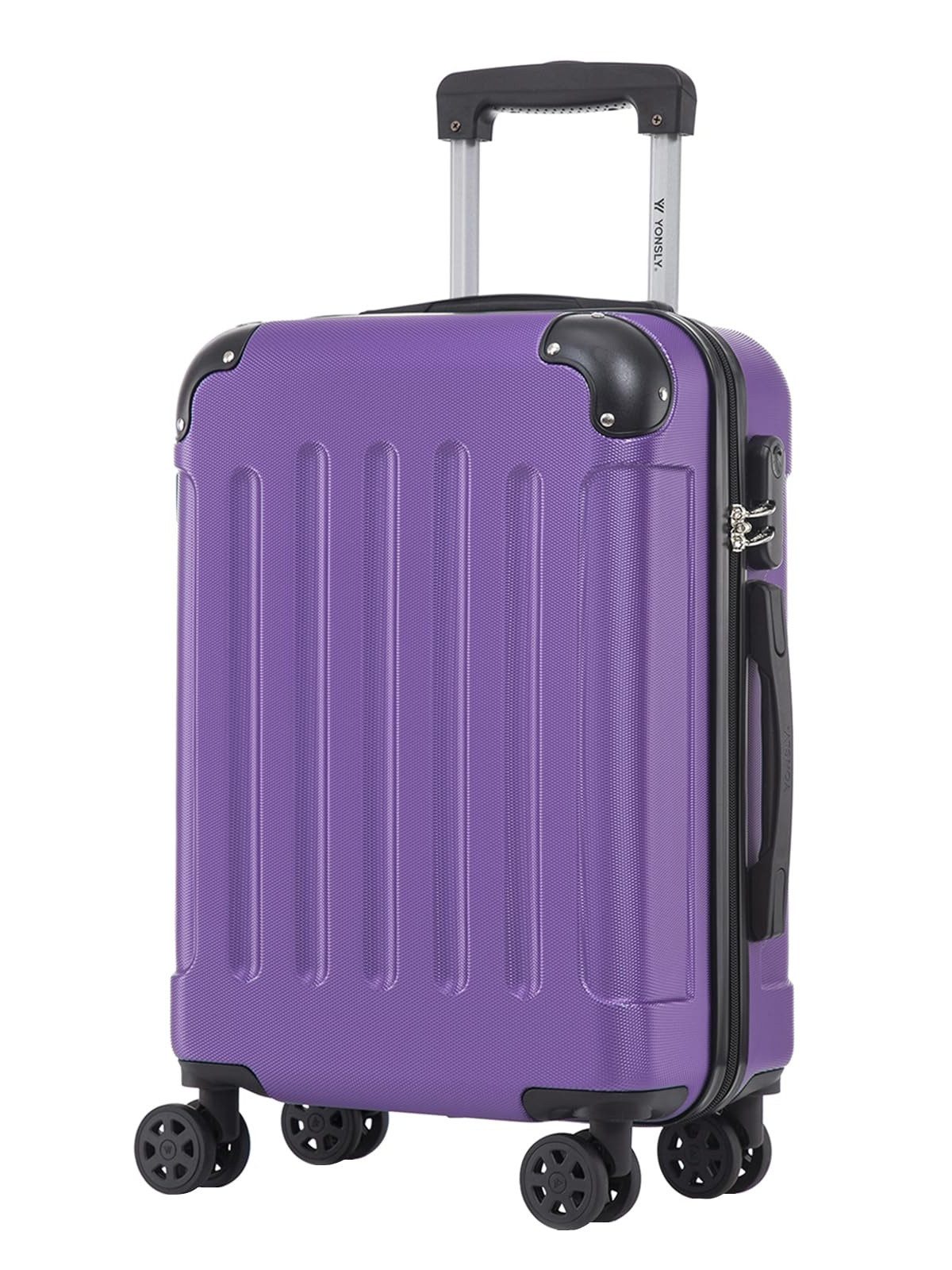 YONSLY Hartschalen-Trolley Hartschalen-Reisekoffer Trolley für Kurztrip und Urlaubsreisen, 4 Rollen, mit Zahlenschloss, ABS-Schale und weichem Gummigriff für Tragekomfort