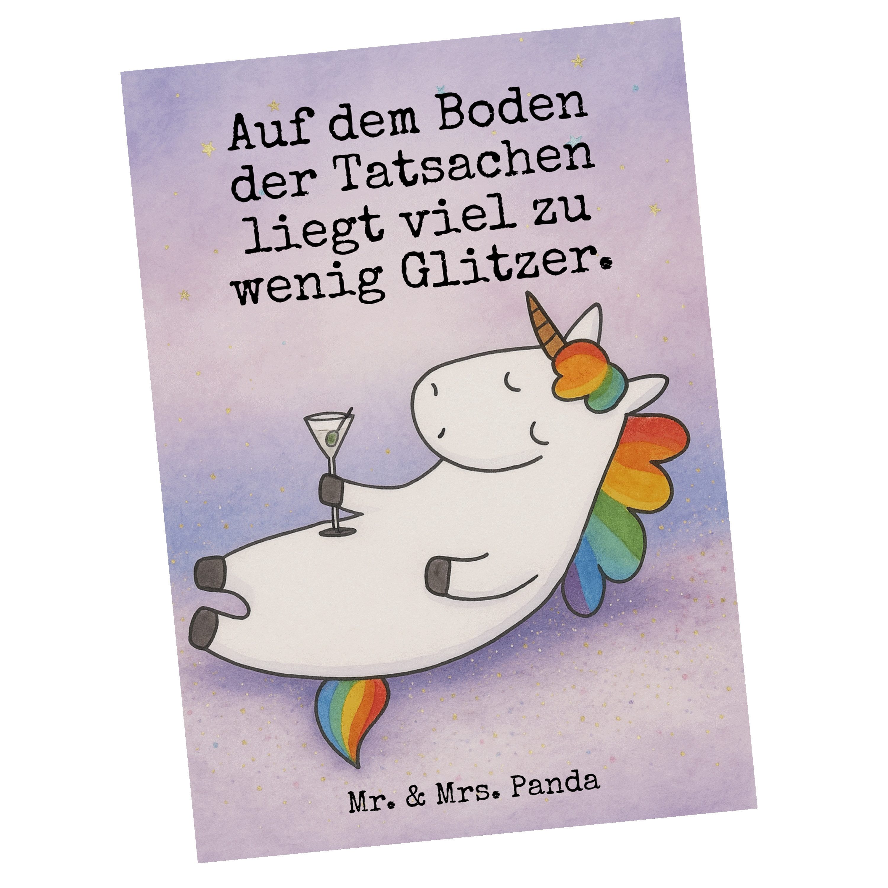 Mr. & Mrs. Panda Postkarte Einhorn Cocktail Design, Postkarte, Weiß, Postkarten, Party, Rum, Pos, Witzig Freundin Geburtstag