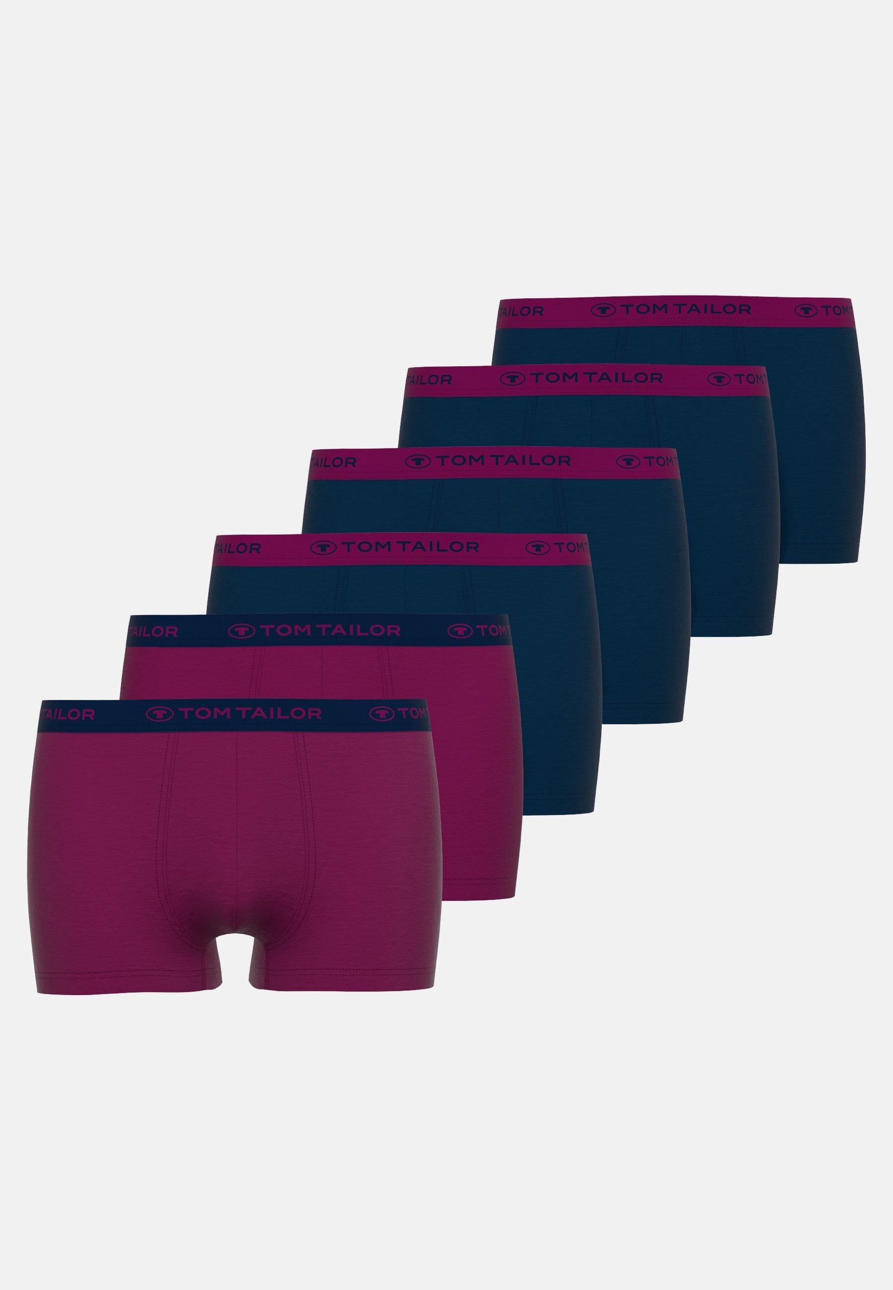 TOM TAILOR Boxershorts Buffer (6er Pack) feuchtigkeitsregulierend, eng, atmungsaktiv, Logobund, Baumwollmix