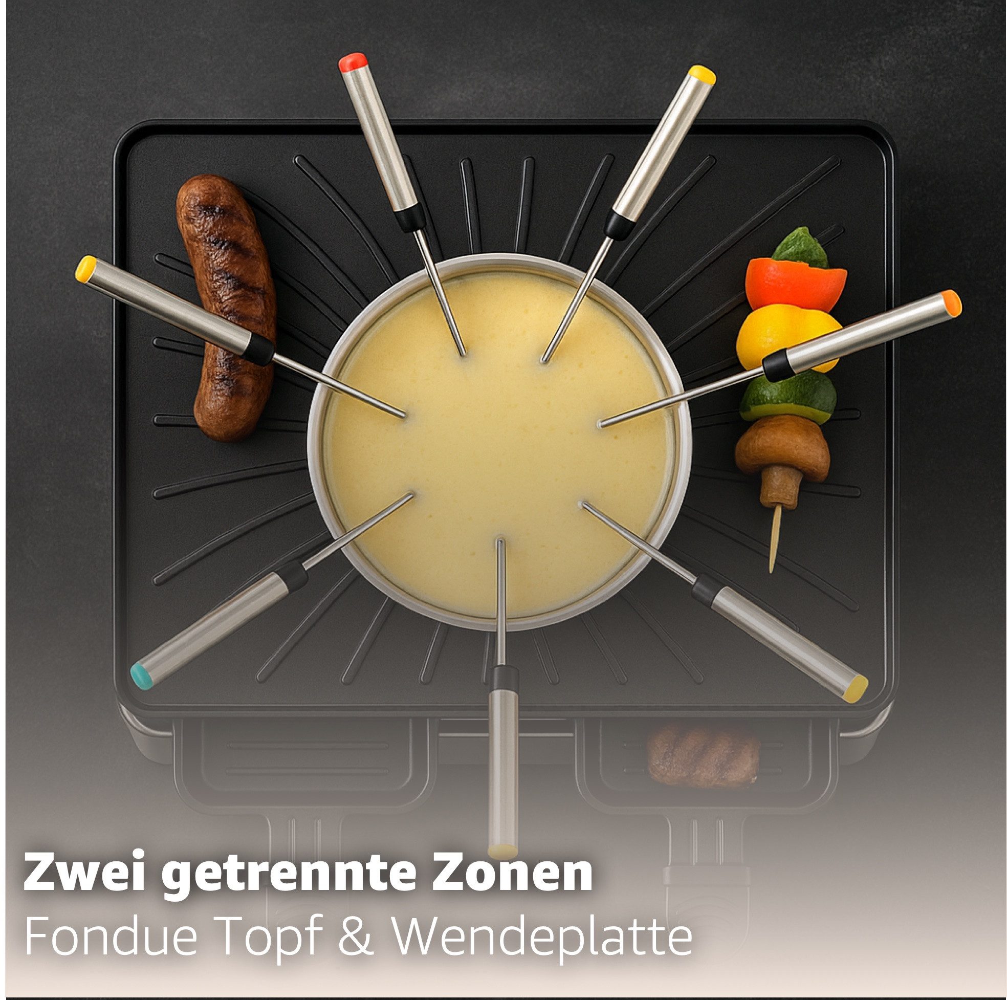 TK Gruppe Raclette und Fondue-Set Komplettes Raclette für 8 Personen – inkl. Schaber & Pfännchen