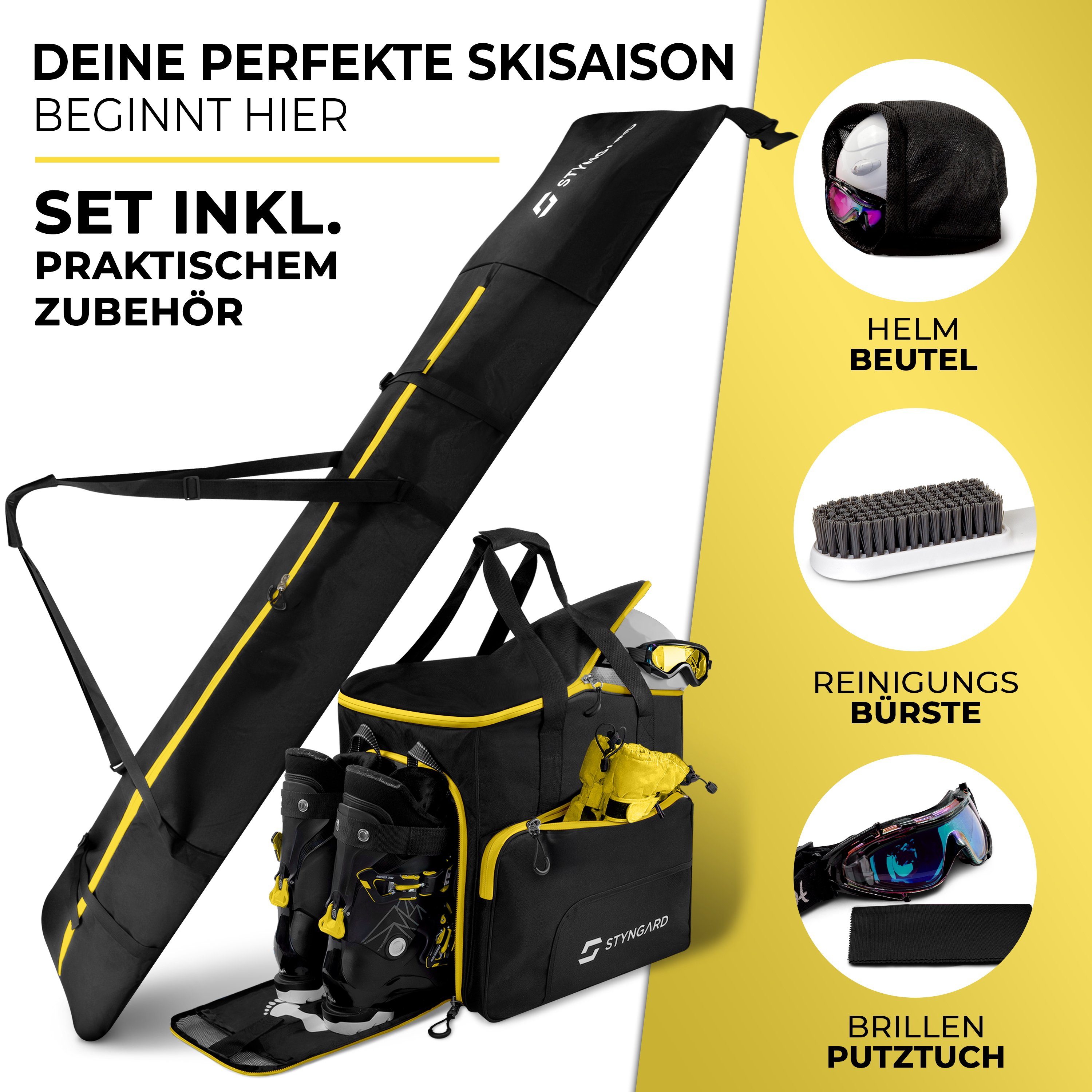 Salzburg Skitasche Skischuhtasche Schwarz-Gelb Skitasche Set Styngard
