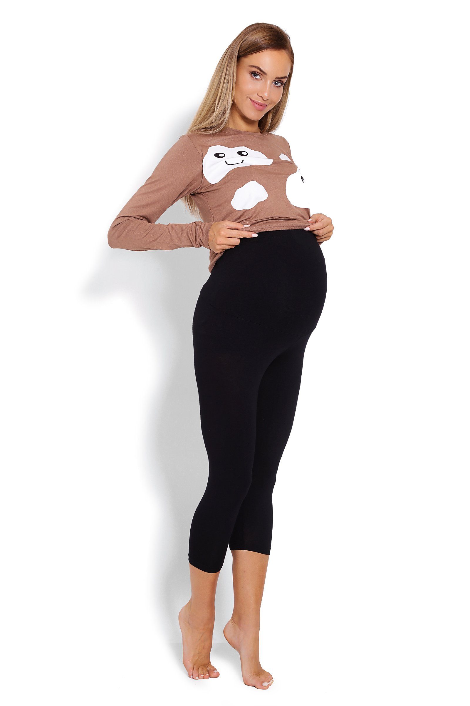 PeeKaBoo Umstandspyjama Schlafanzug Schwangerschaft braun/schwarz Stillschlafanzug Stillen