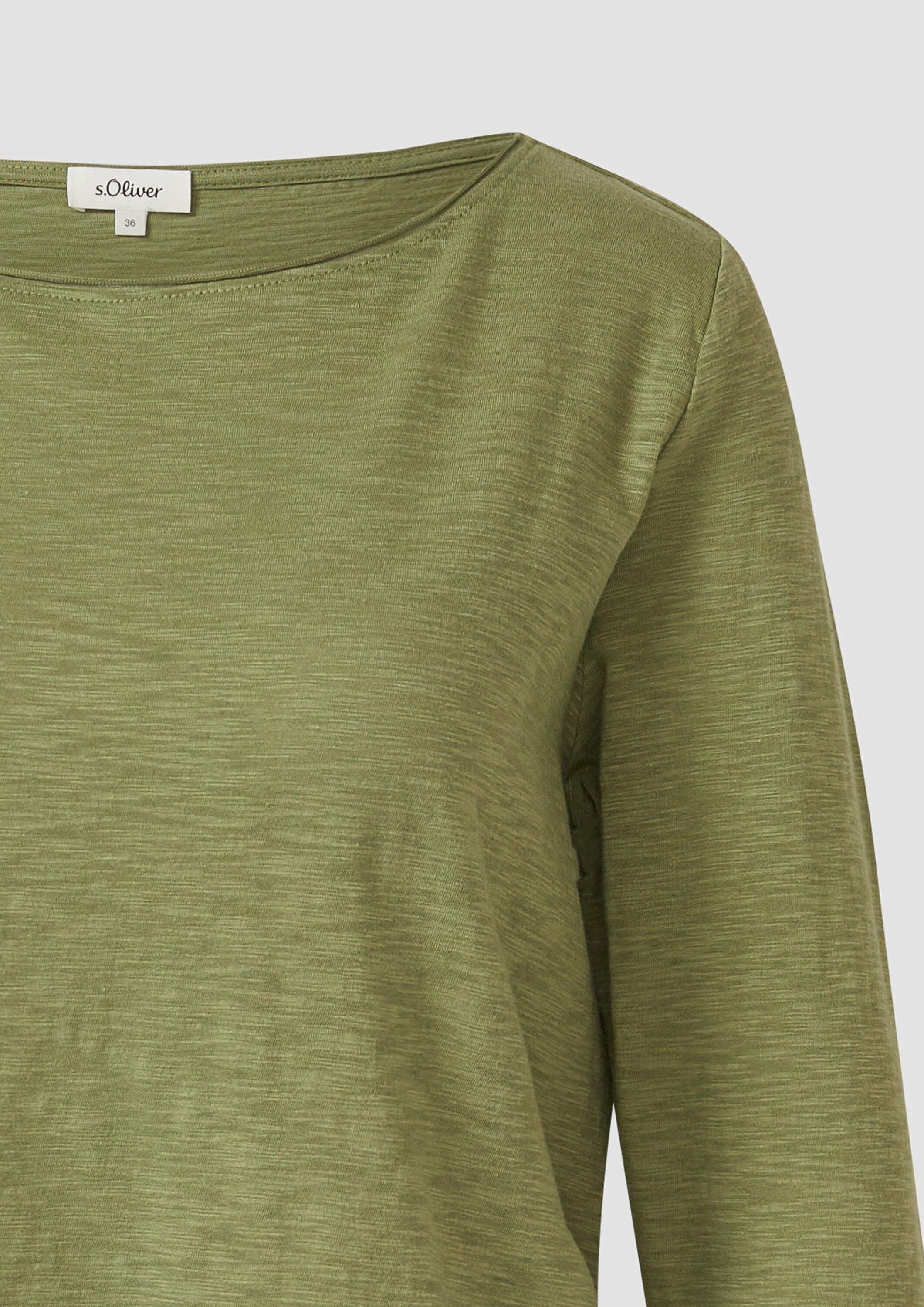 s.Oliver 3/4-Arm-Shirt T-Shirt Shirt mit Flammgarnstruktur und 3/4-Ärmeln