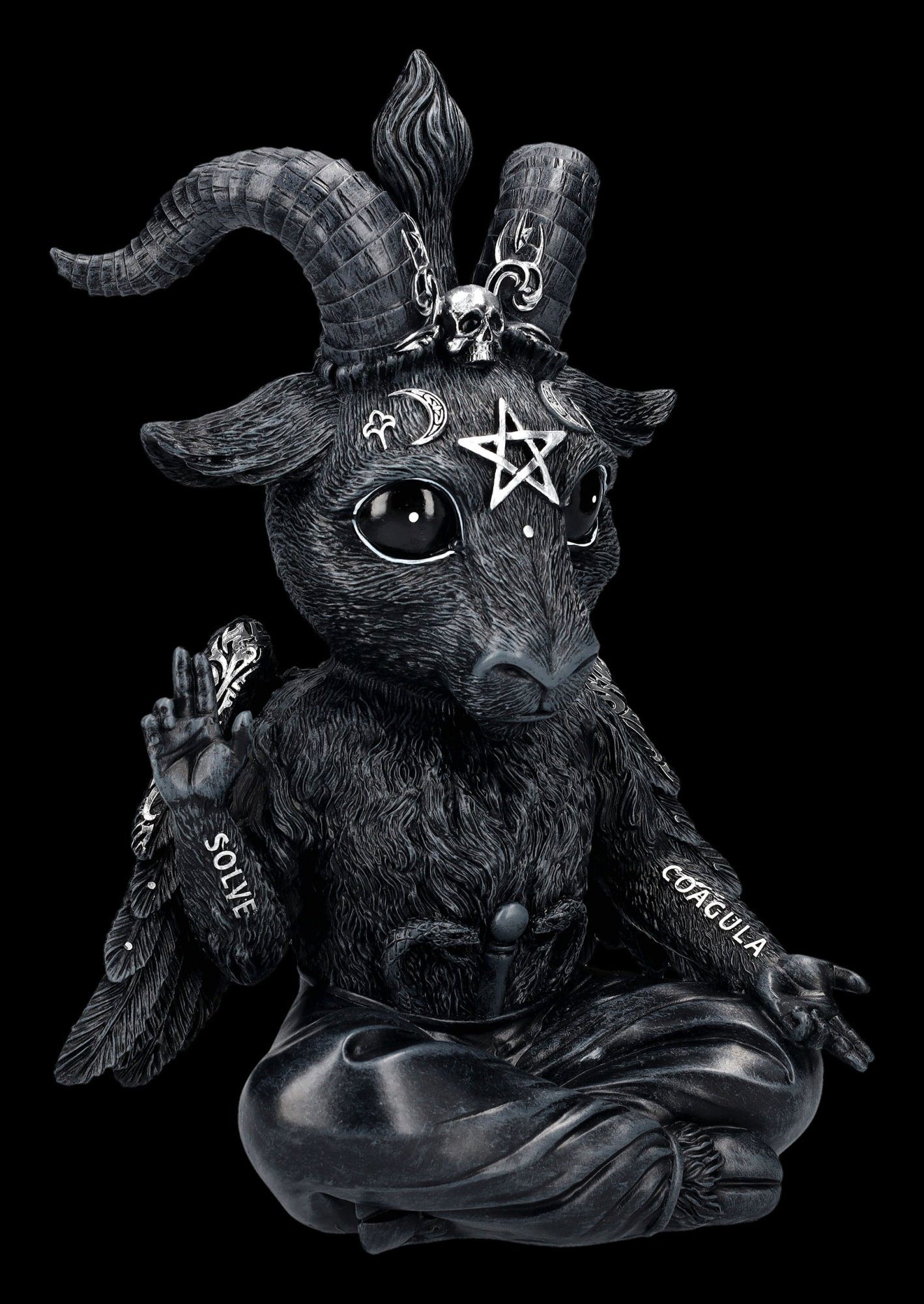 Figuren Shop GmbH Fantasy-Figur Baphomet Figur - Baphoboo groß - Fantasy Gothic Dekofigur schwarz 31cm