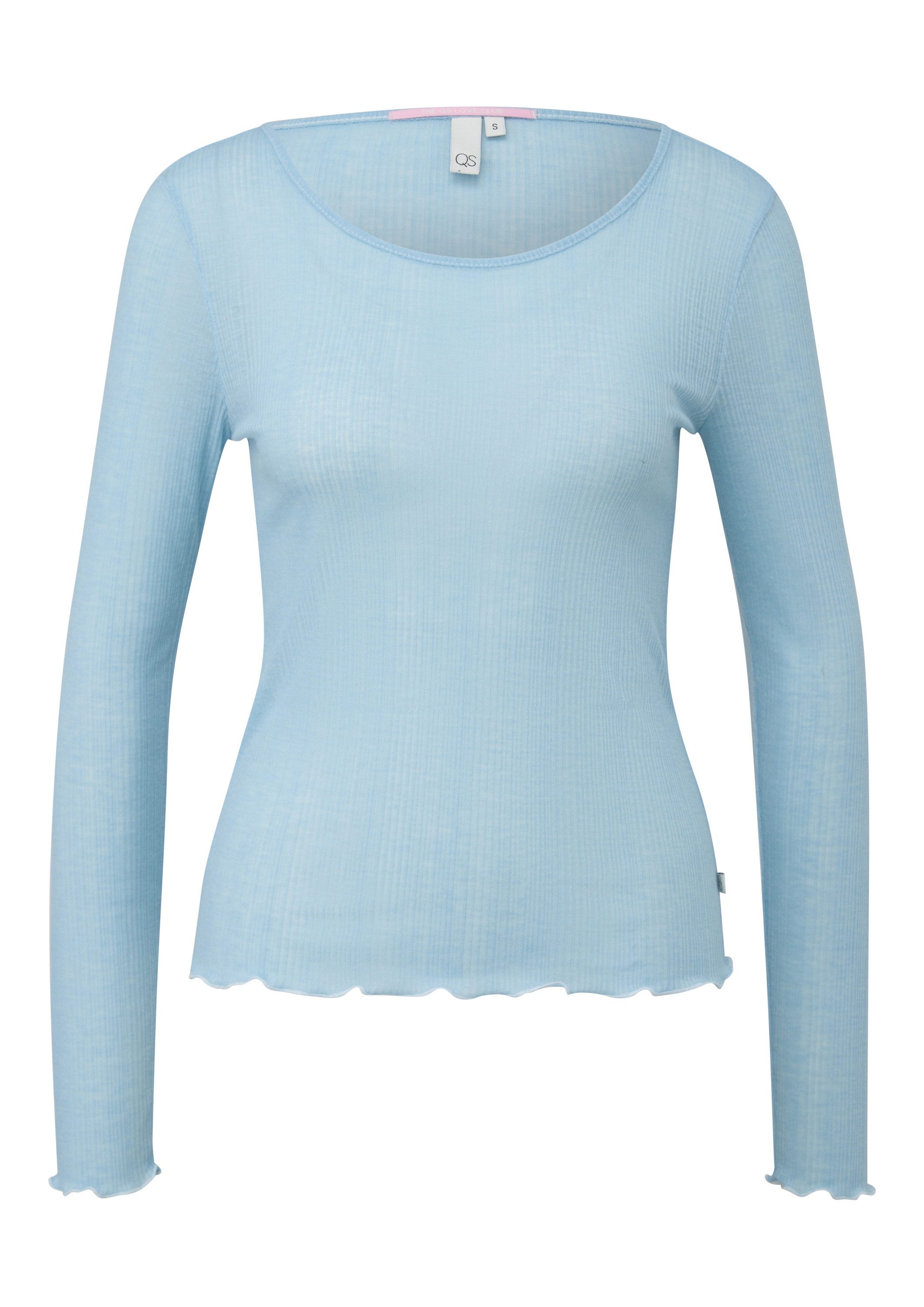 QS Langarmshirt T-Shirt Leicht transparentes Rippshirt