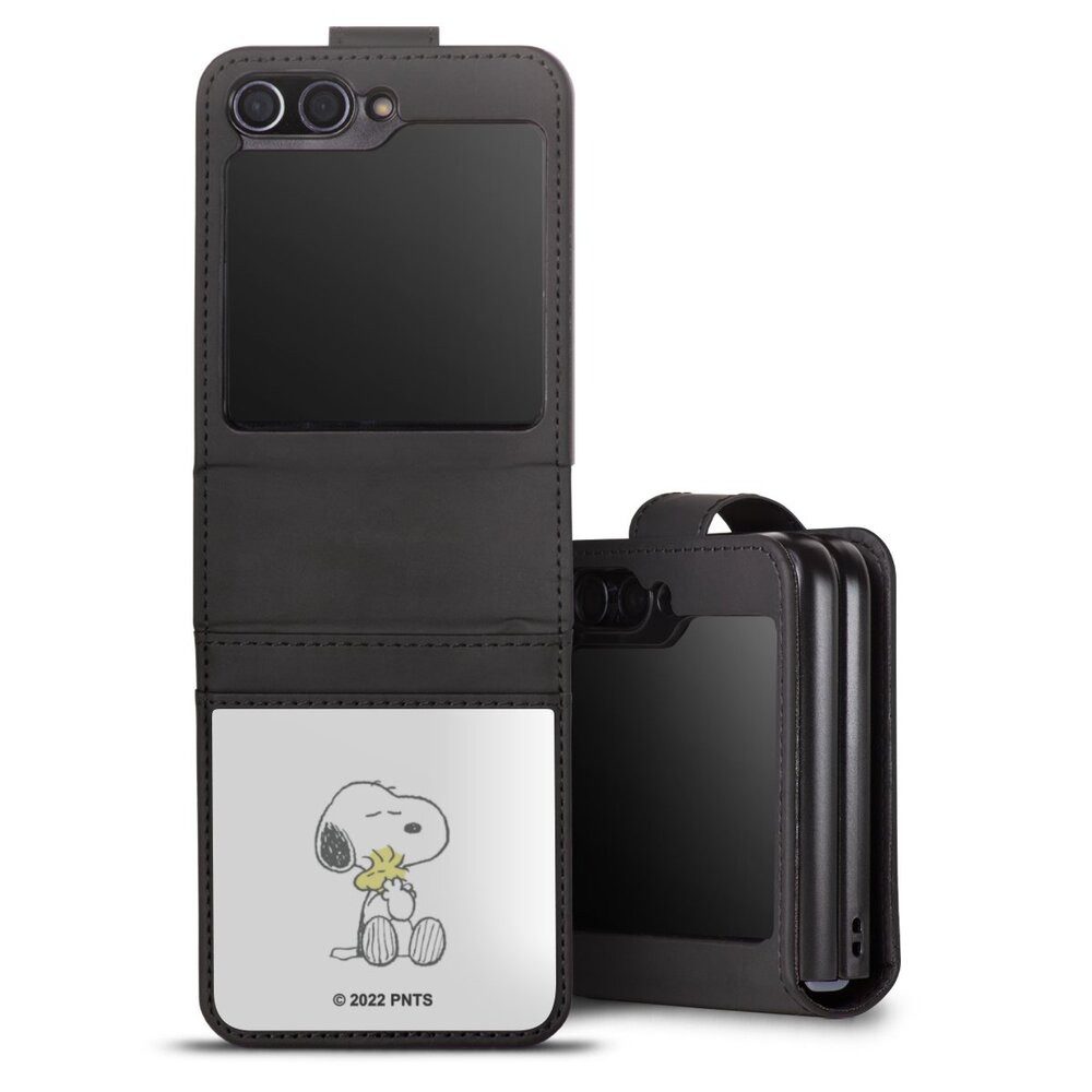 DeinDesign Handyhülle Peanuts Snoopy Liebe Snoopy And Woodstock Cuddling, Samsung Galaxy Z Flip 5 Hülle Handy Flip Case Wallet Cover