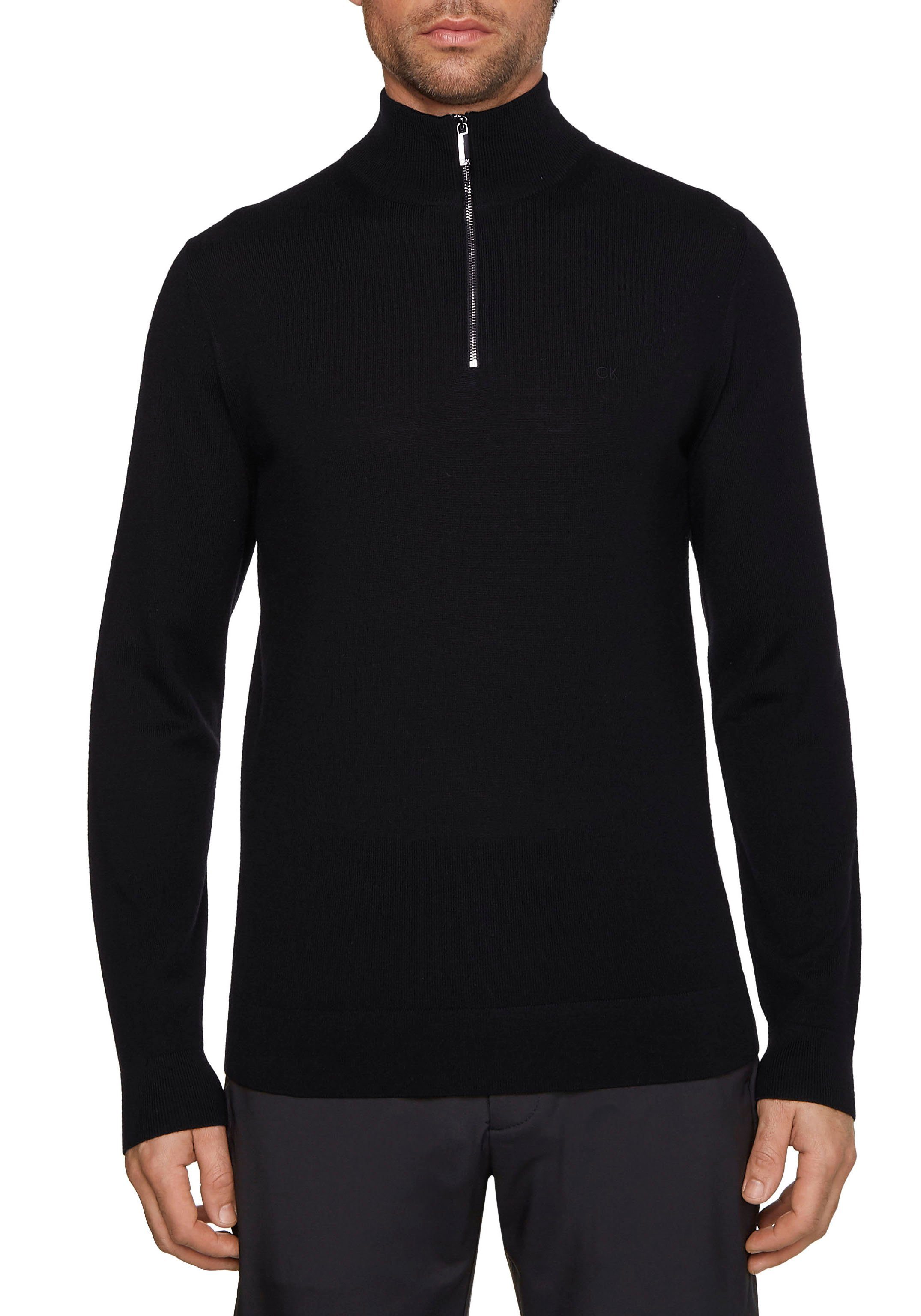 Troyer WOOL black Big&Tall QUARTER ZIP Calvin Klein BT_SUPERIOR ck