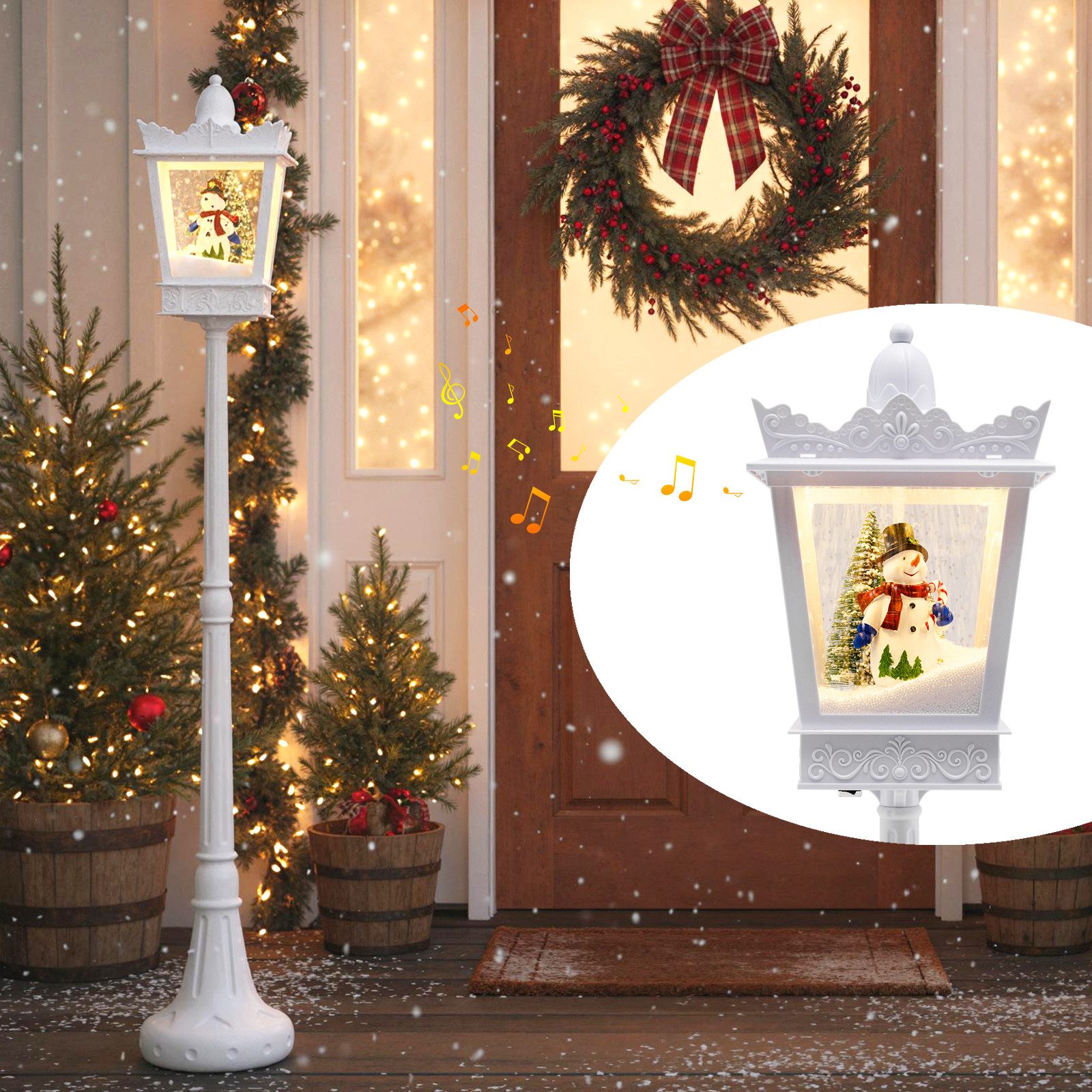 COSTWAY Weihnachtsfigur (1 St), Weihnachtslaterne, LED Straßenlampe, Weihnachtsdeko, 185 cm